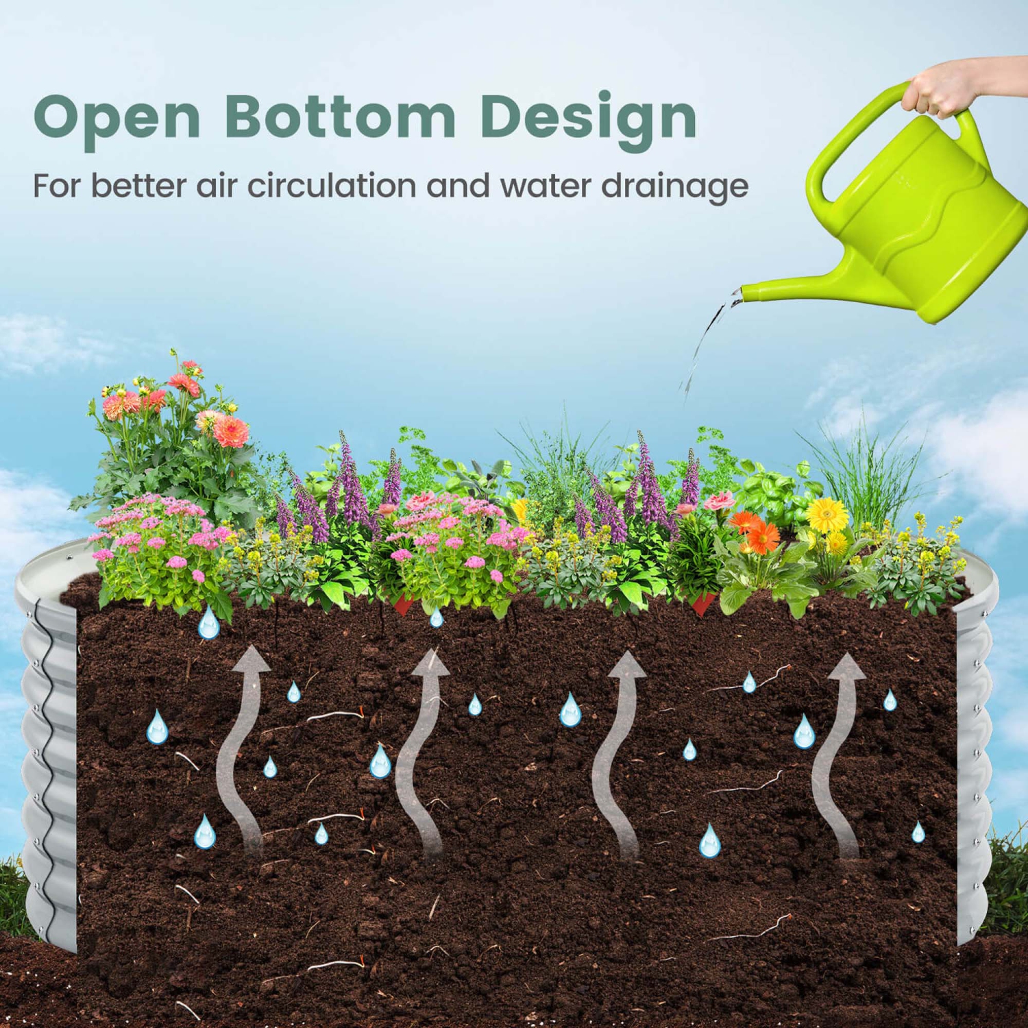 Costway Raised Garden Bed Kit Planter Raised Garden Boxes Outdoor 65" x 32" x 24"