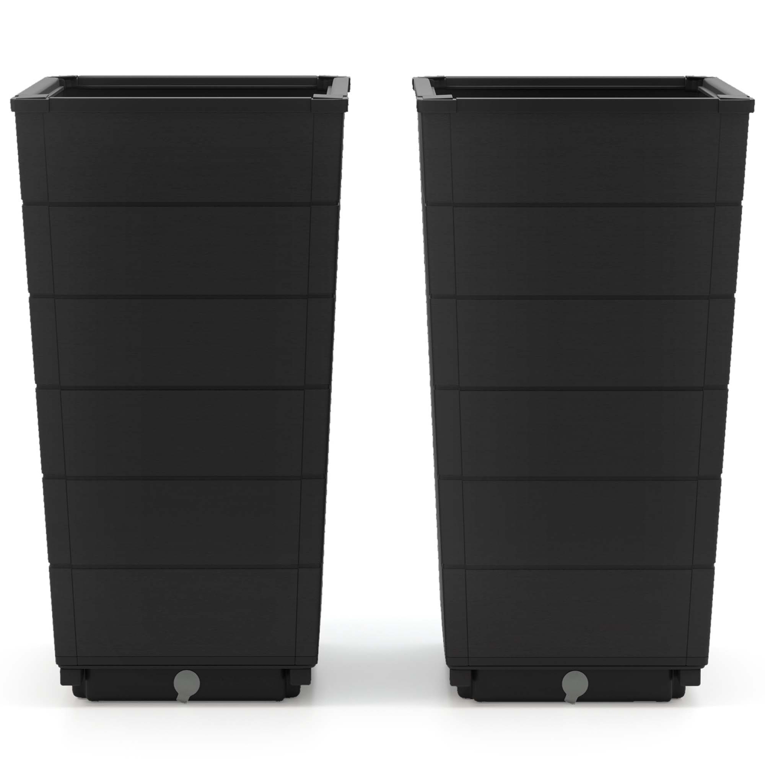 Costway 23" Tall Planter Set of 2 for Indoor/ Outdoor Use Large Self-Watering Plant Pot Black/Brown