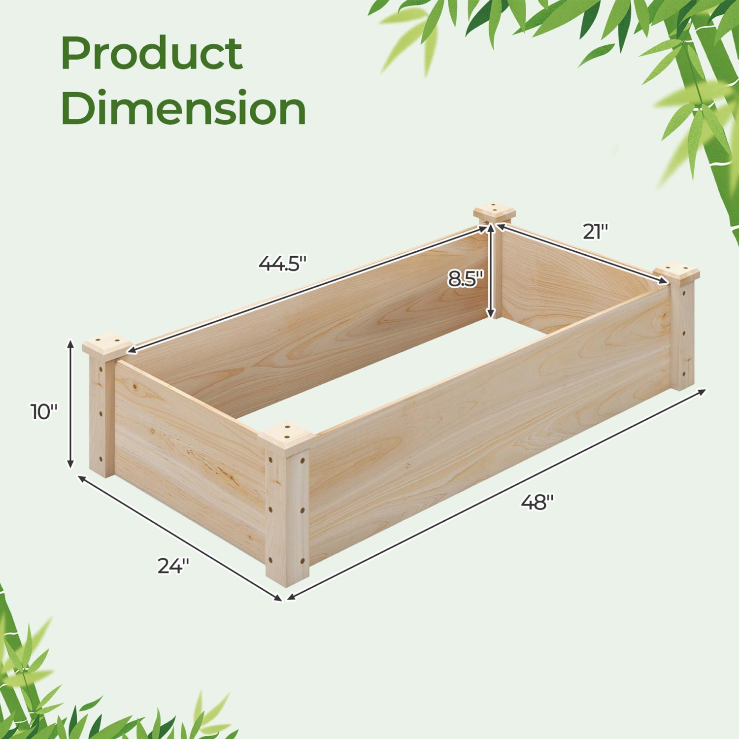 Costway Raised Garden Bed Fir Wood Wooden Square Wood Planter Box for Flower Outdoor