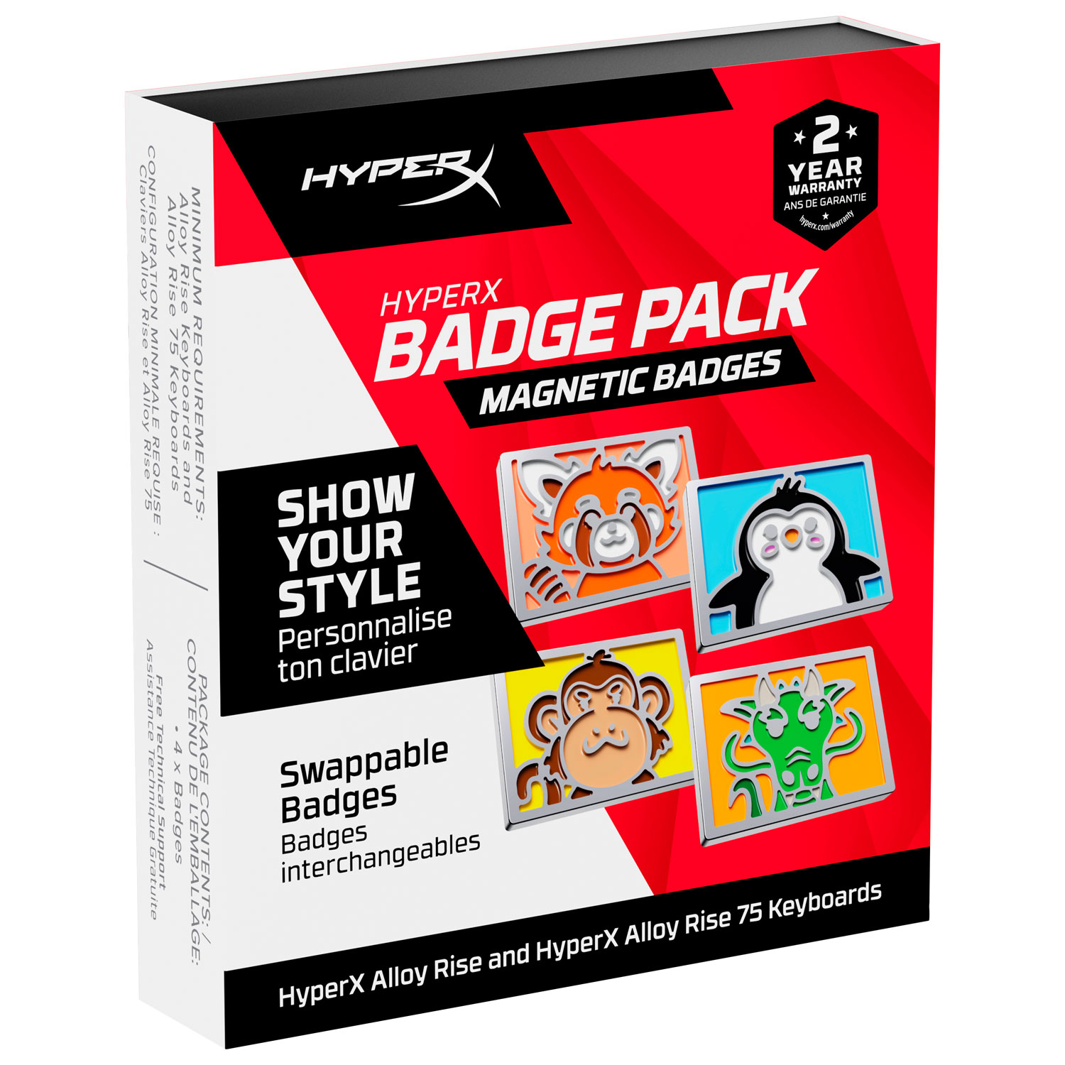 Insignes magnétiques HyperX pour claviers Alloy Rise - Joli