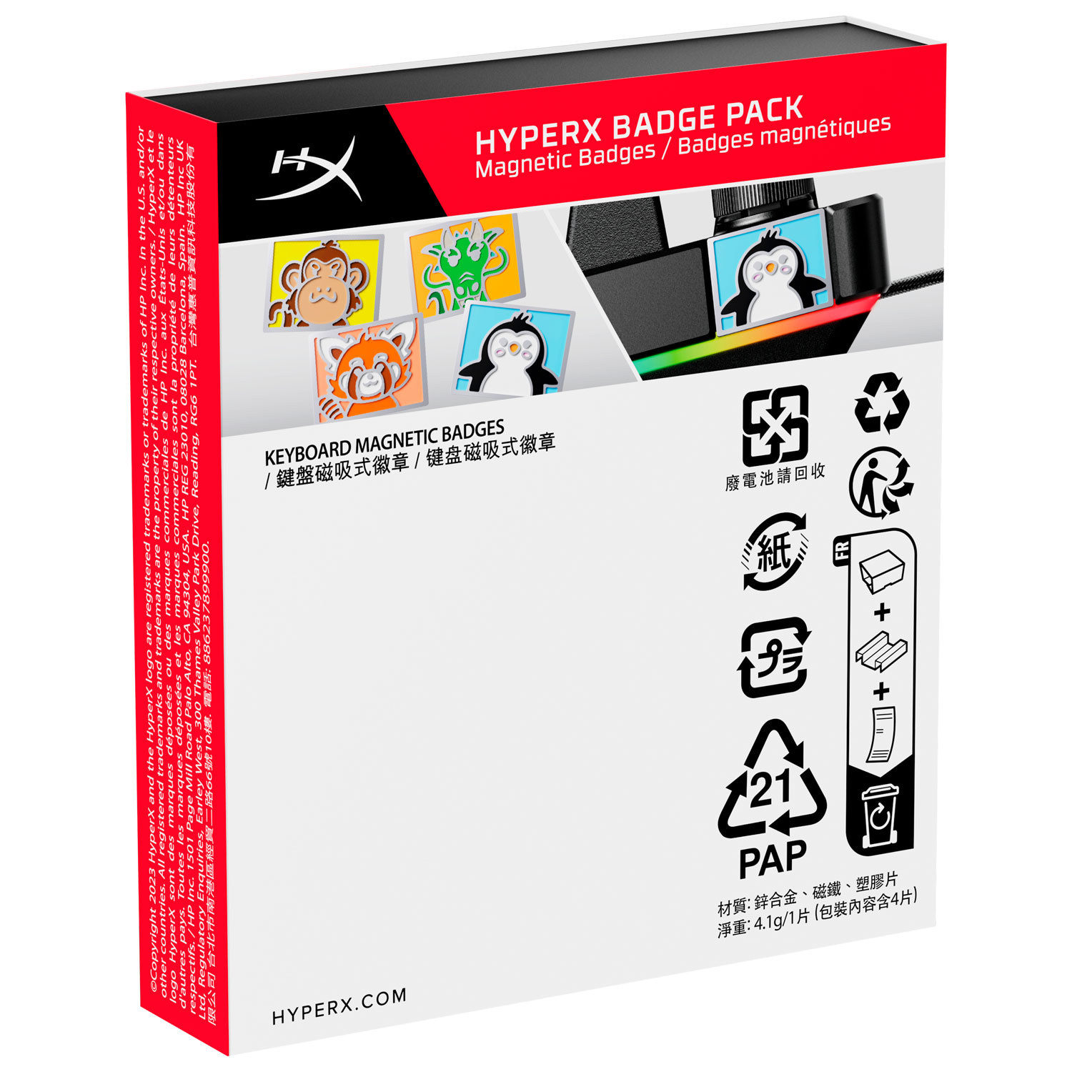 Insignes magnétiques HyperX pour claviers Alloy Rise - Joli