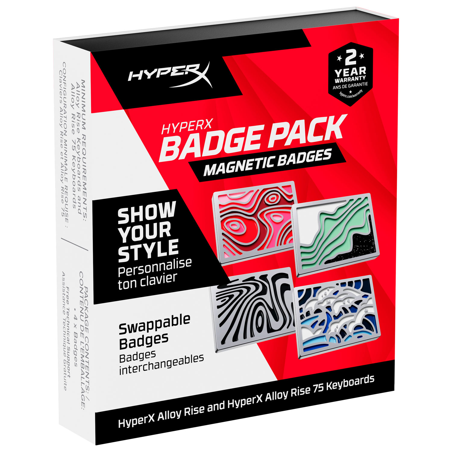 Insignes magnétiques HyperX pour claviers Alloy Rise - Art abstrait