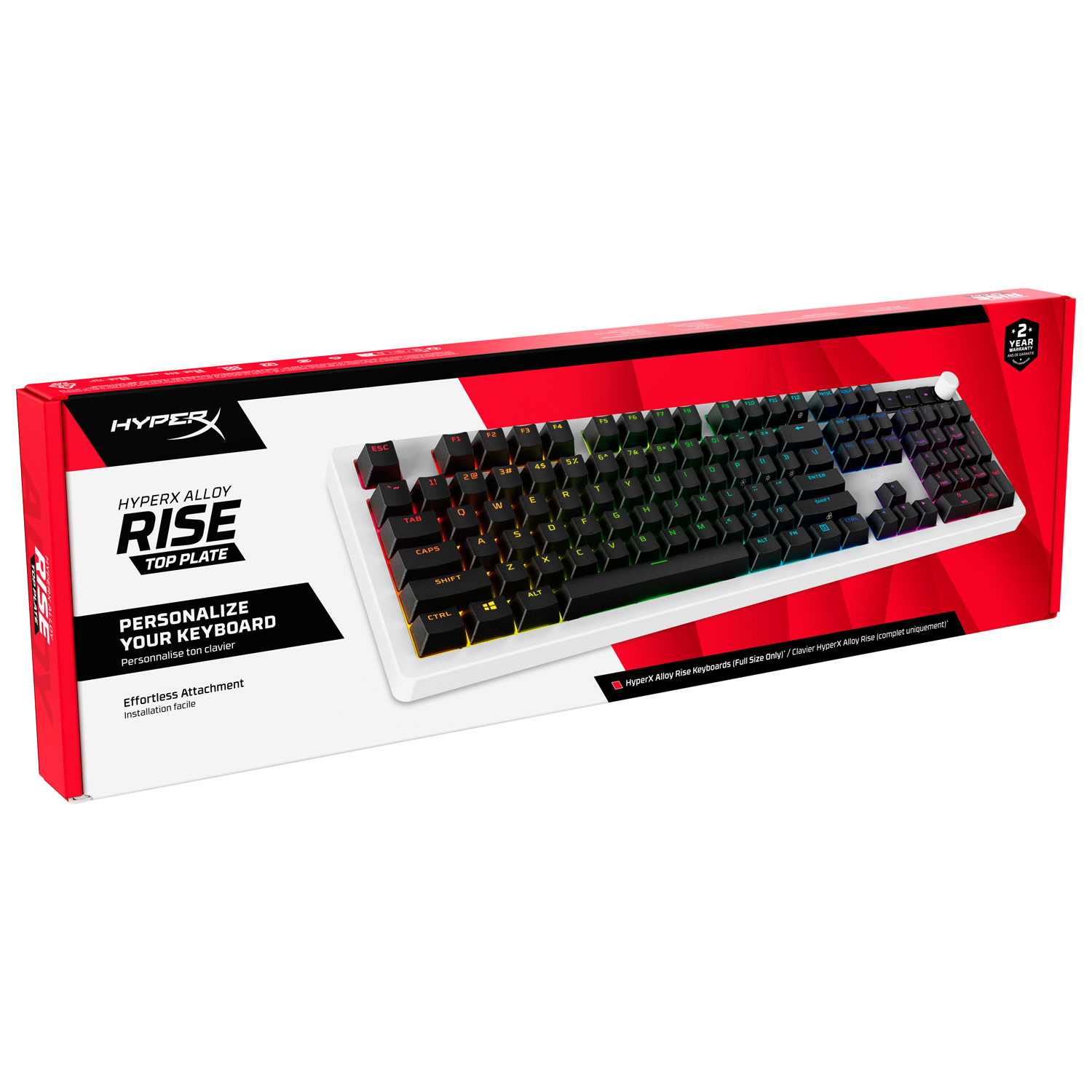 Plaque supérieure pleine grandeur et bouton Alloy Rise de HyperX - Blanc
