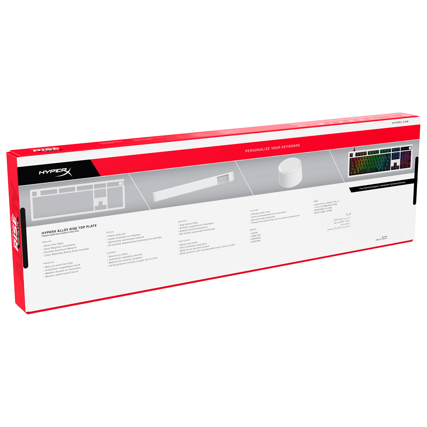 Plaque supérieure pleine grandeur et bouton Alloy Rise de HyperX - Blanc