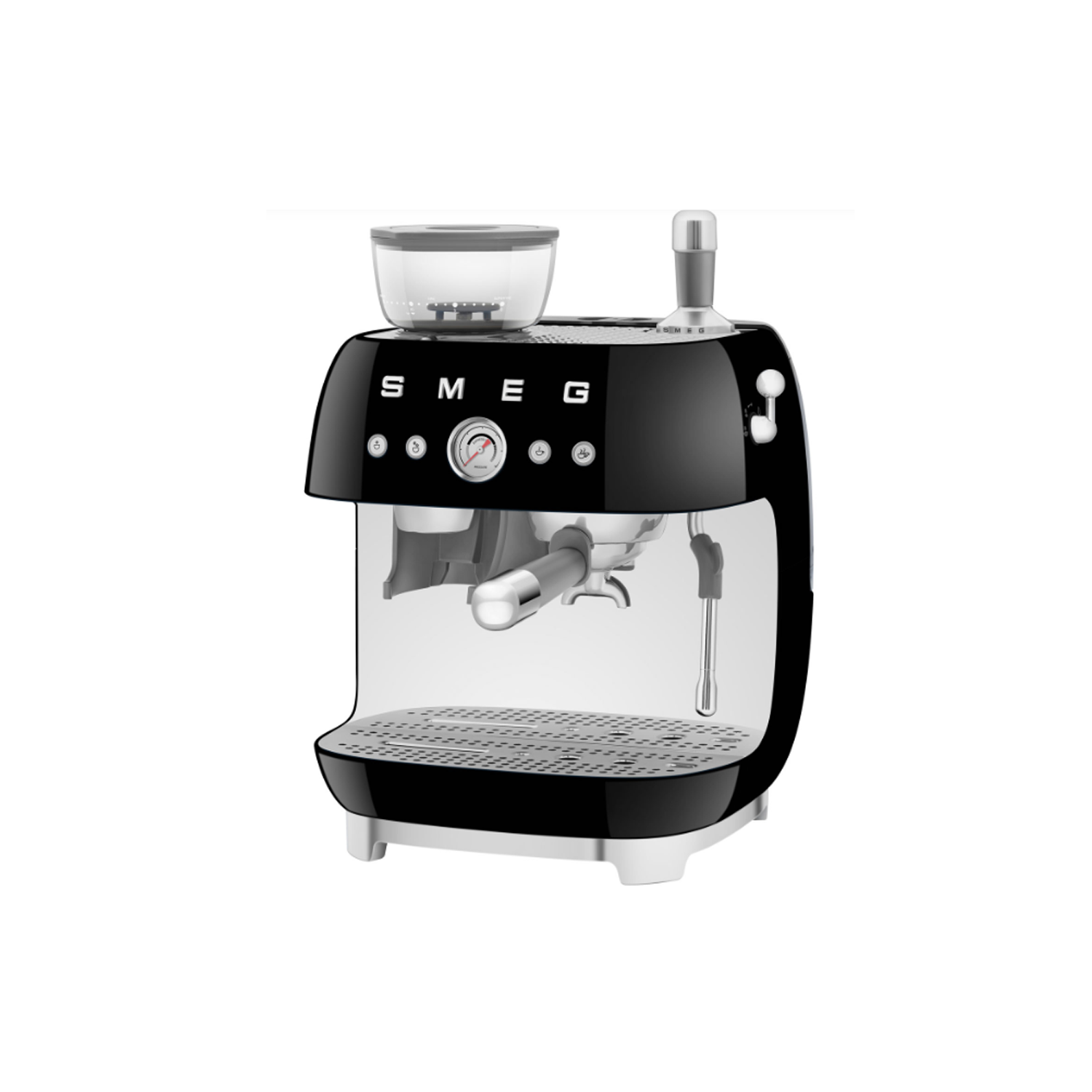 Open Box-Smeg Manual Espresso Coffee Machine with Frother & Coffee Grinder EGF03BLUS- Black