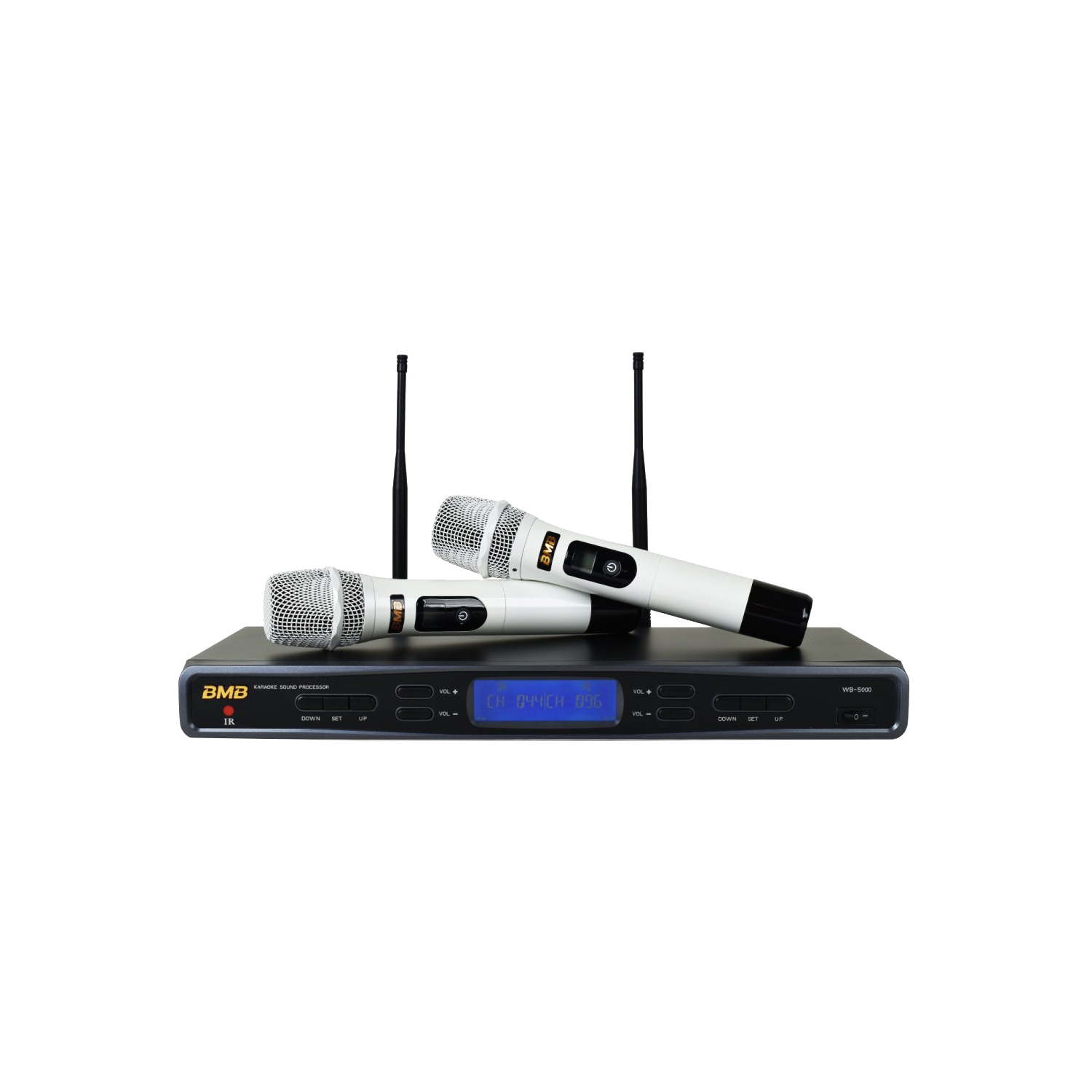 BMB DAR-350H 4K HDMI ARC Optical Bluetooth Karaoke Amplifier, WB-5000 UHF Wireless Microphone, CSJ-12 12" Vocal Karaoke Speakers, and Wall Mounts