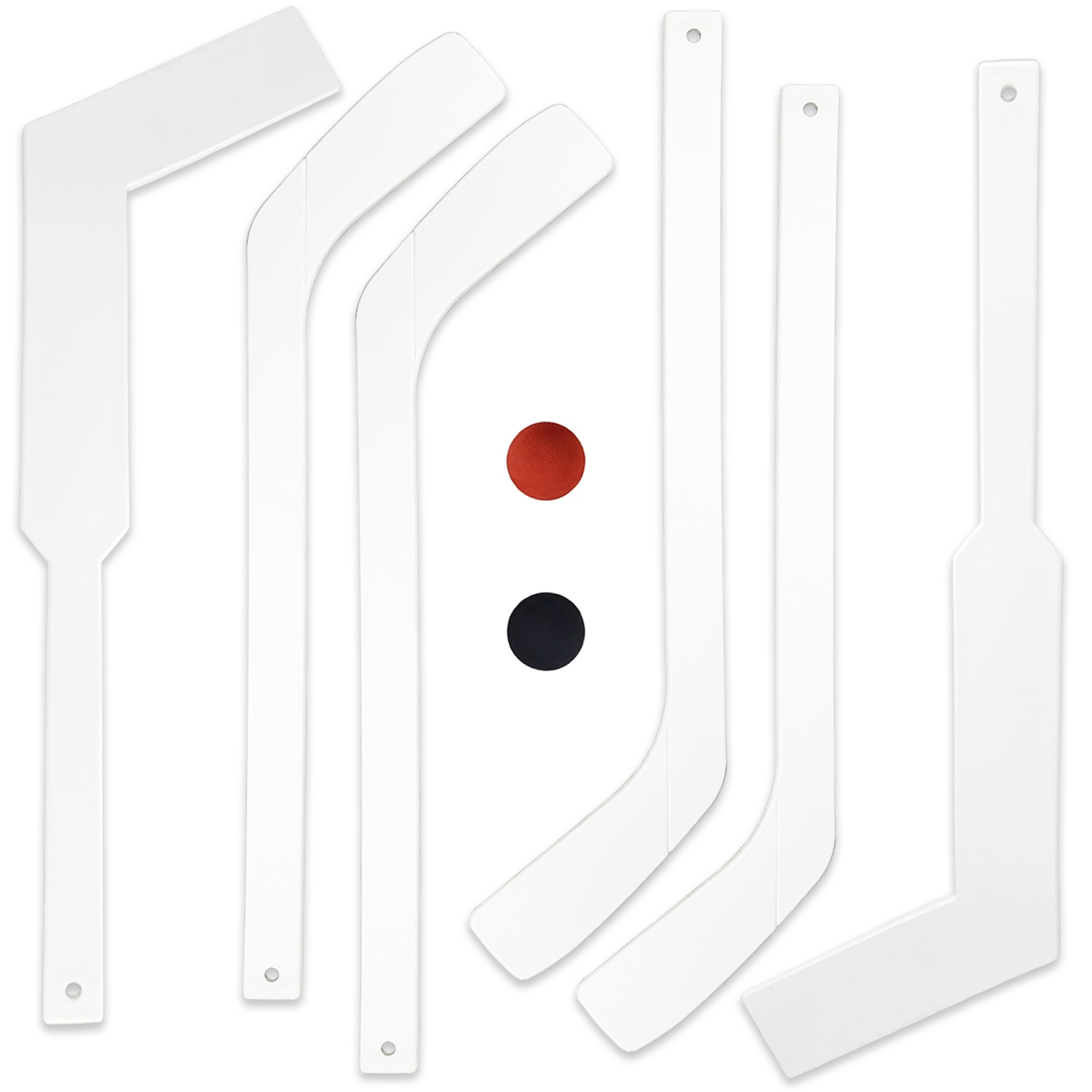 PRISP 8-Piece Mini Hockey Set - 6 Mini Sticks & 2 Balls Knee Hockey Kit for Forwards & Goalies; Team Sports Gift for Indoors, Basement, Garage