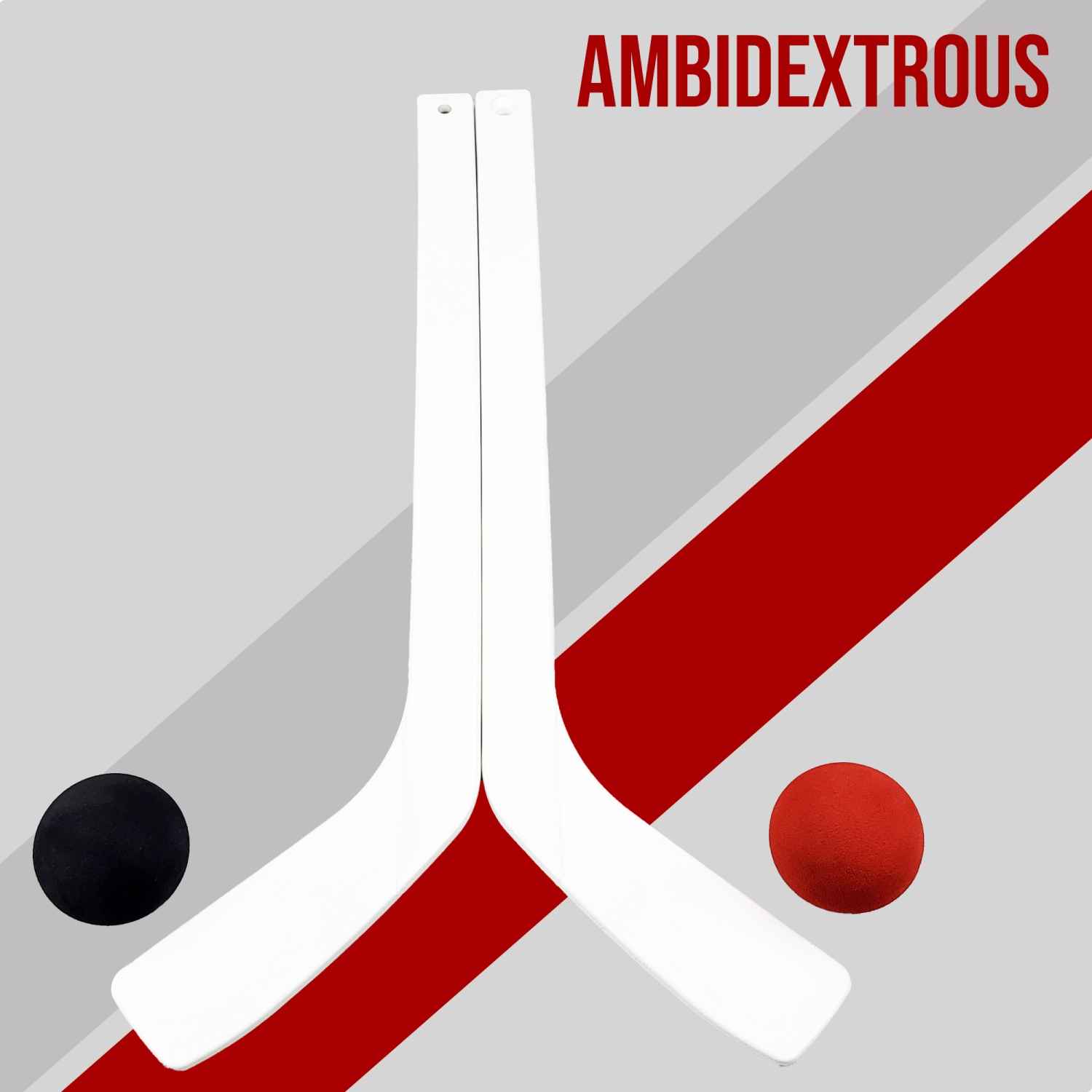 Ensemble de hockey miniature de 4 pièces de PRISP - 2 mini bâtons et 2 ensembles de hockey de genoux; Cadeau de sport pour l'intérieur, le sous-sol