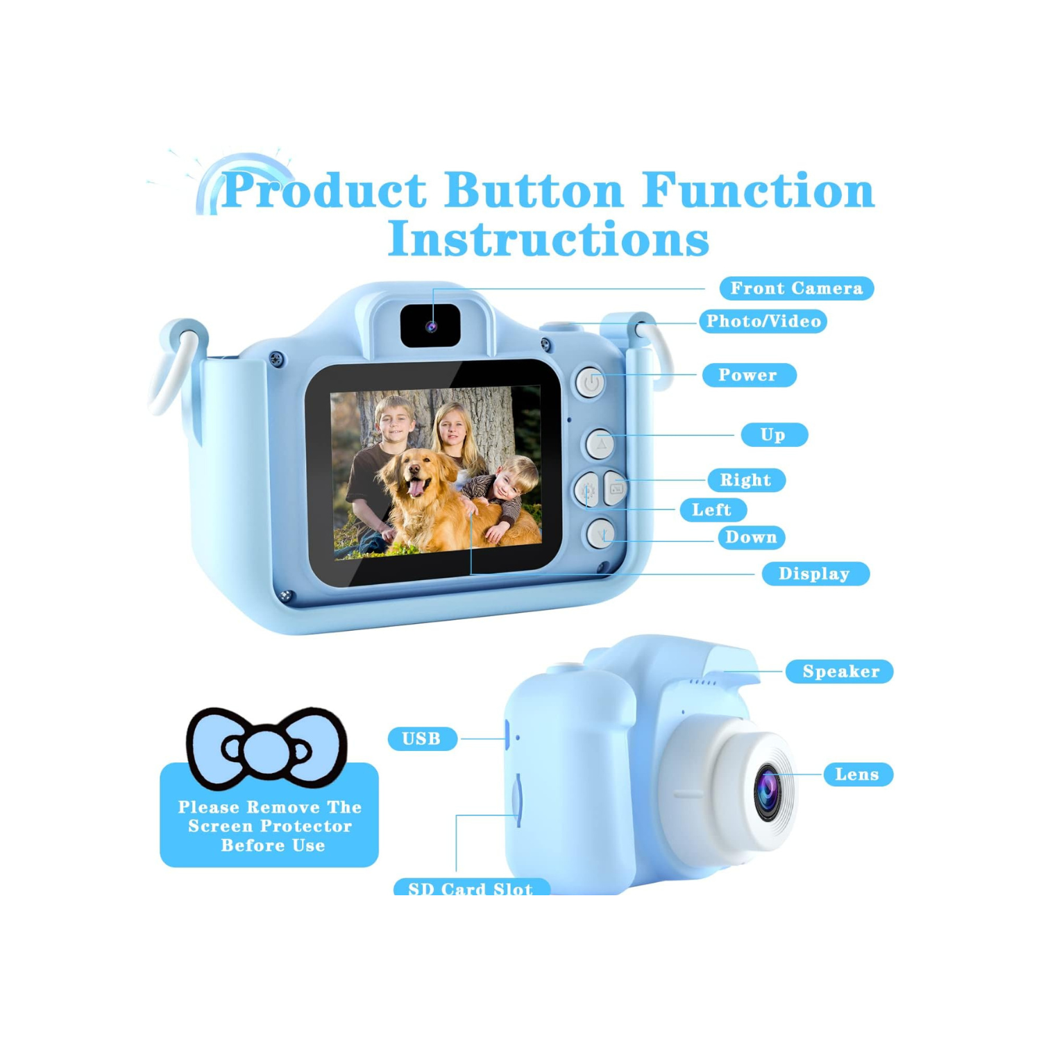 MEHIAZ Kids Camera Toys for 3 4 5 6 7 8 9 10 11 12 Year Old Boys/Girls, Kids Digital Camera for Toddler with Video