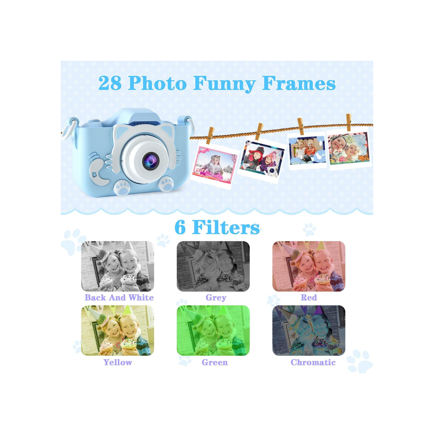 MEHIAZ Kids Camera Toys for 3 4 5 6 7 8 9 10 11 12 Year Old Boys/Girls, Kids Digital Camera for Toddler with Video