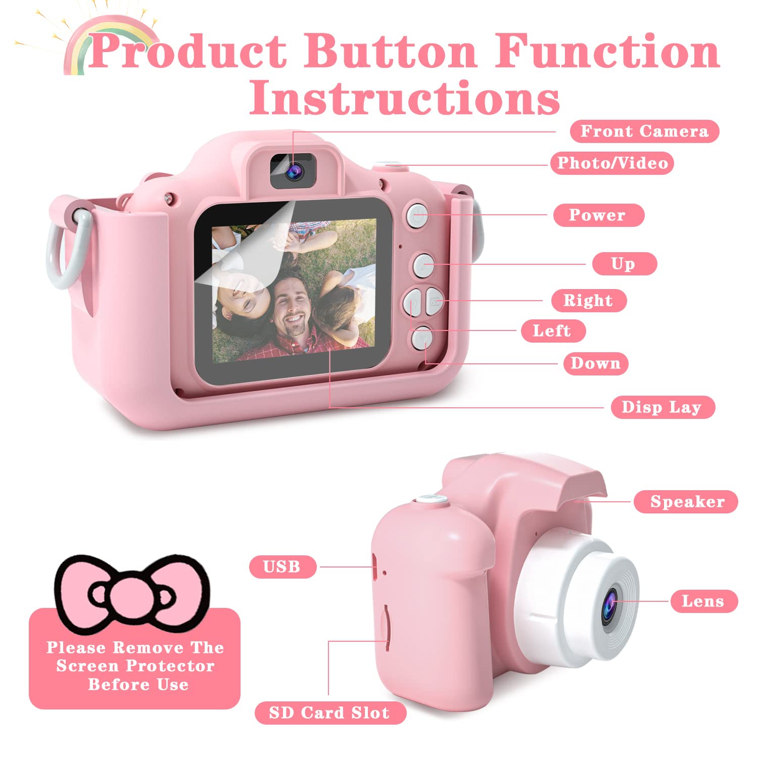 CIMELR Kids Camera Toys for 3 4 5 6 7 8 9 10 11 12 Year Old Boys/Girls, Kids Digital Camera for Toddler with Video