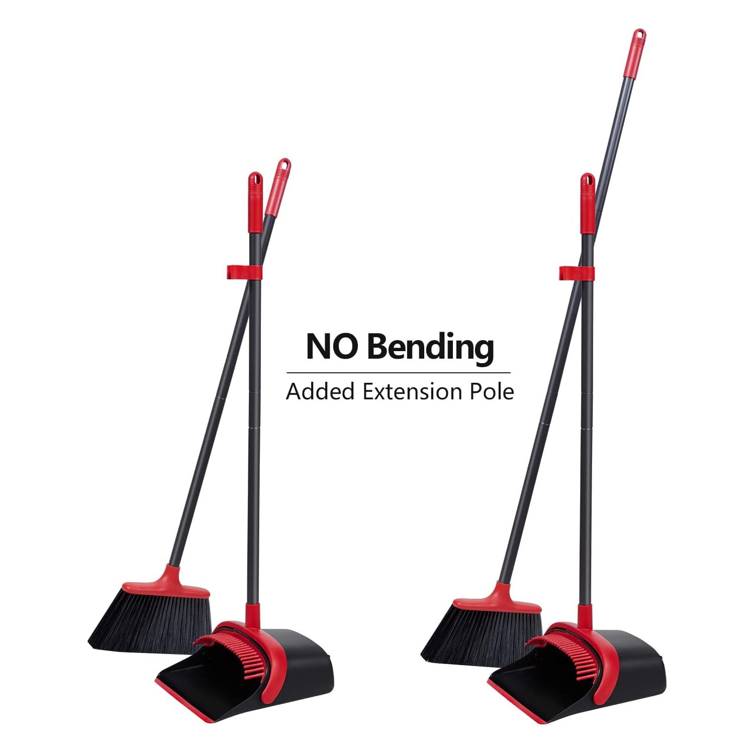 Broom and Dustpan, Broom and Dustpan Set, Broom and Dustpan Set for Home, Upgrade 52"Long Handle Broom with Stand Up Dustpan Combo Set for Office