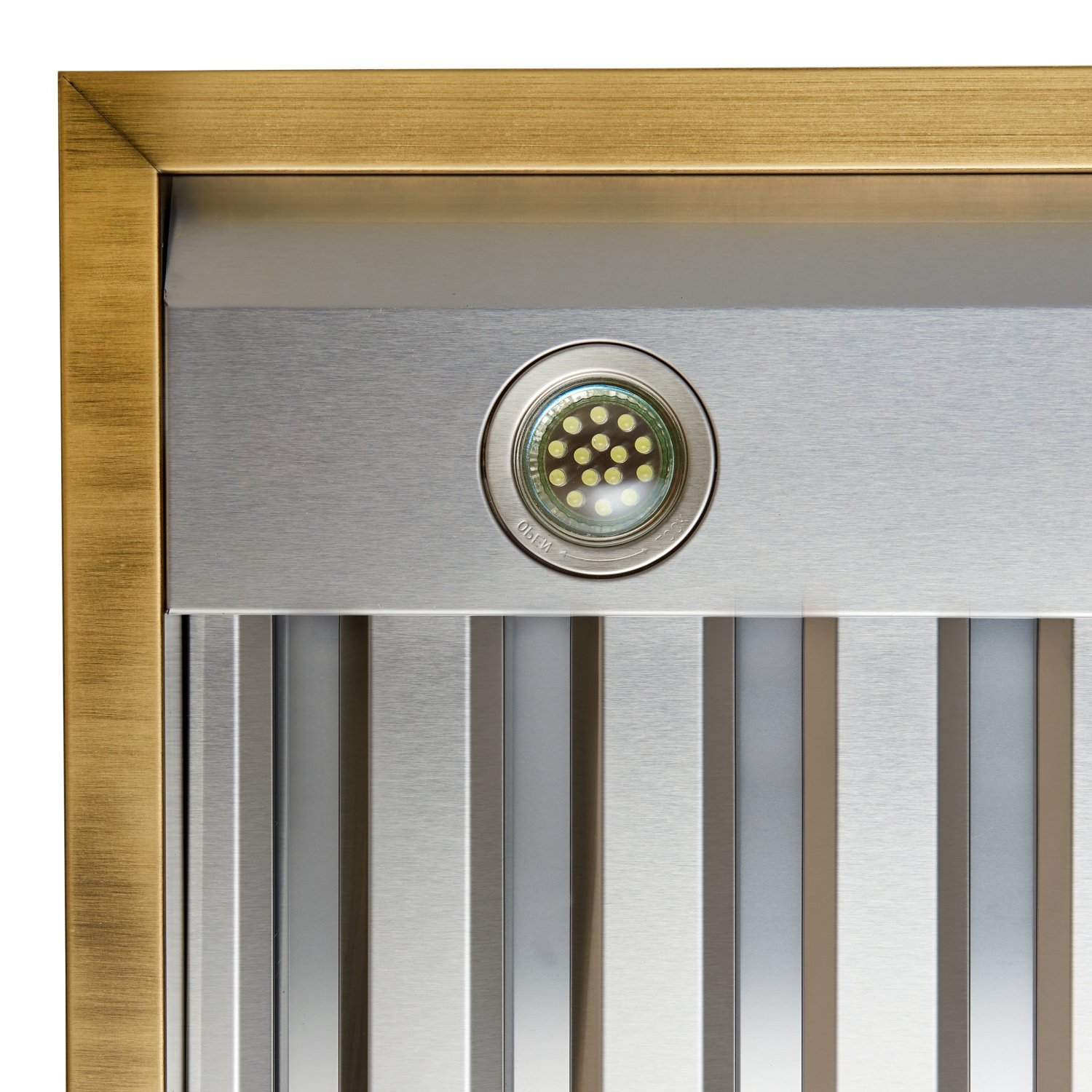 Forno Vittorio 48-Inch Wall Mount Range Hood, Black with Antique Brass Trim, 600 CFM Airflow, Dishwasher-Safe Baffle Filters, Remote Control, 3-Speed