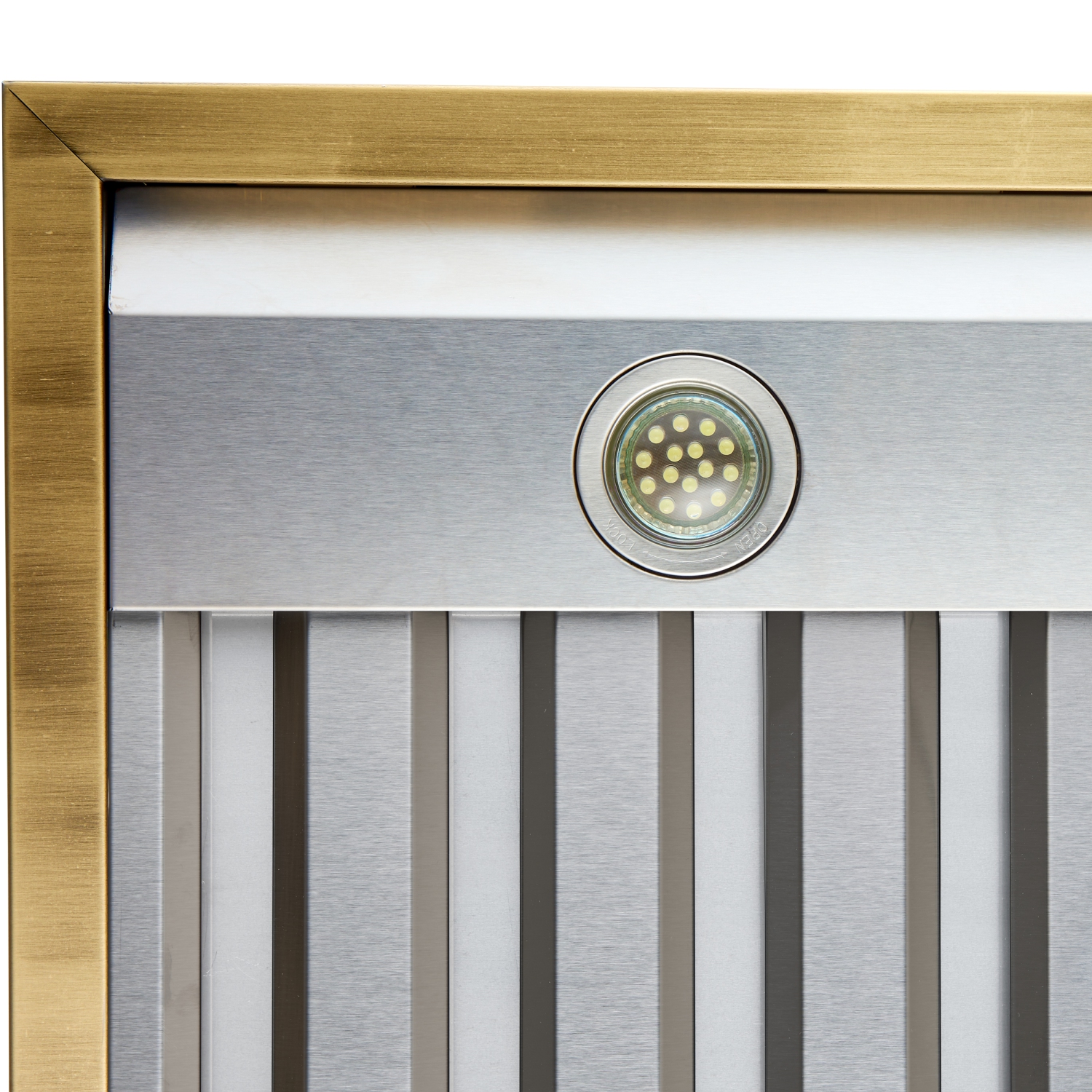 Forno Vittorio 36-Inch Wall Mount Range Hood, White with Antique Brass Trim, 600 CFM Airflow, Dishwasher-Safe Baffle Filters, Remote Control, 3-Speed