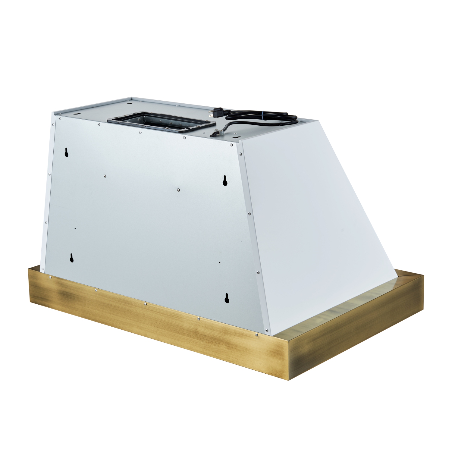 Forno Vittorio 36-Inch Wall Mount Range Hood, White with Antique Brass Trim, 600 CFM Airflow, Dishwasher-Safe Baffle Filters, Remote Control, 3-Speed