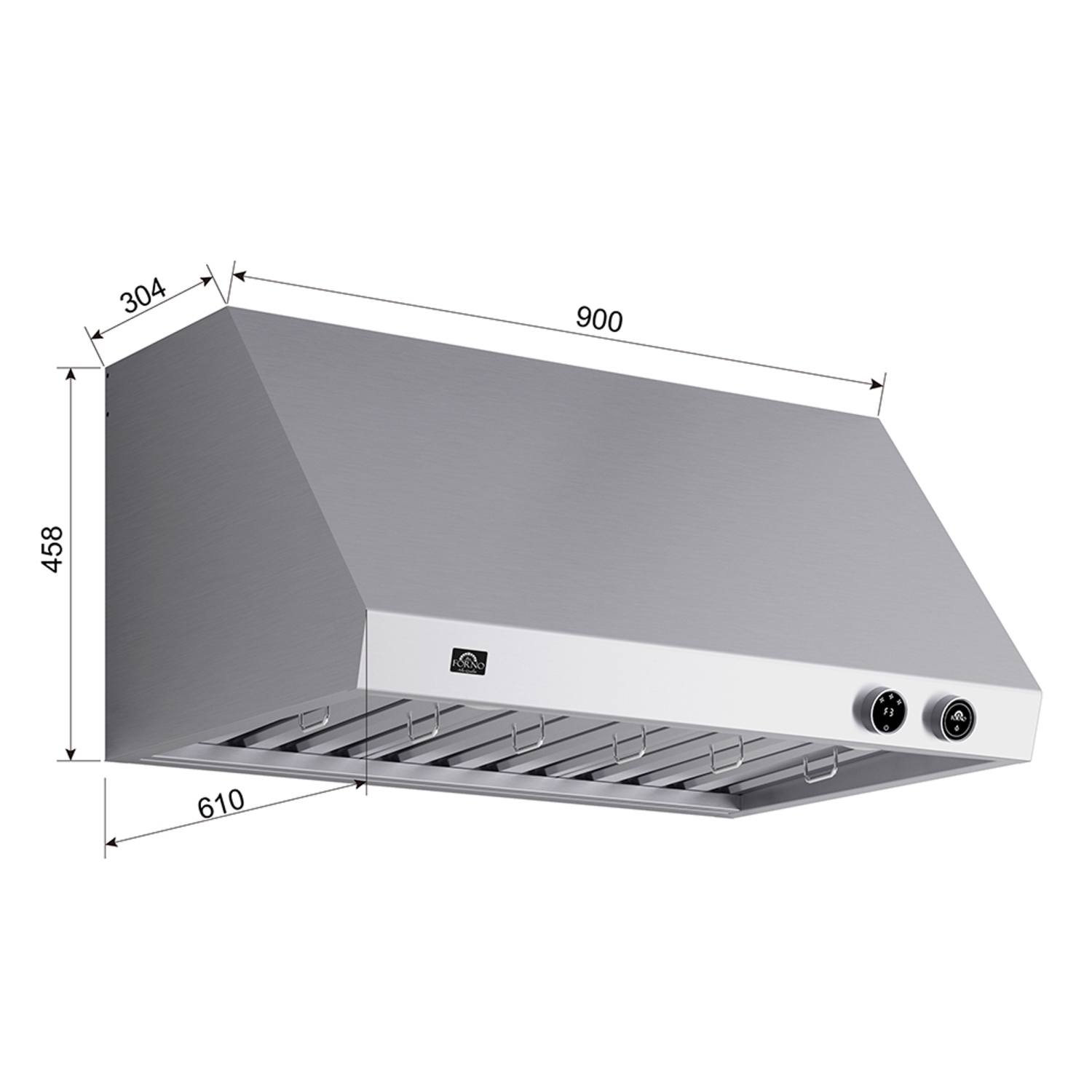 Forno Biagio – Hotte murale de 36&nbsp;po, acier inoxydable, robuste