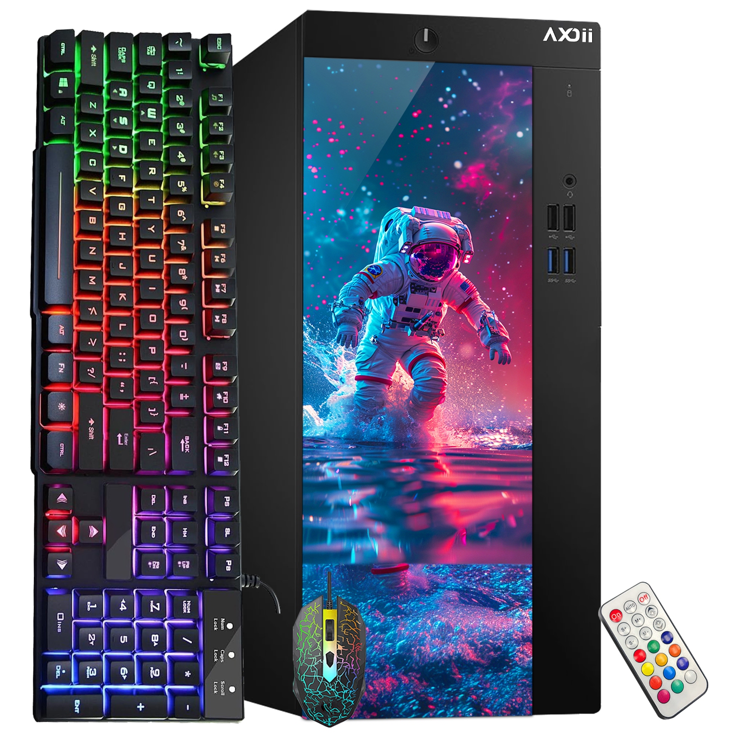 Refurbished (Excellent) - AXOII RGB Gaming PC Desktop Computer, Intel Core i5 Processor Upto 4.1GHz, GeForce RTX 3050 6GB, 32GB RAM, 1TB NVMe, Wi-Fi, Bluetooth - Windows 11 Pro