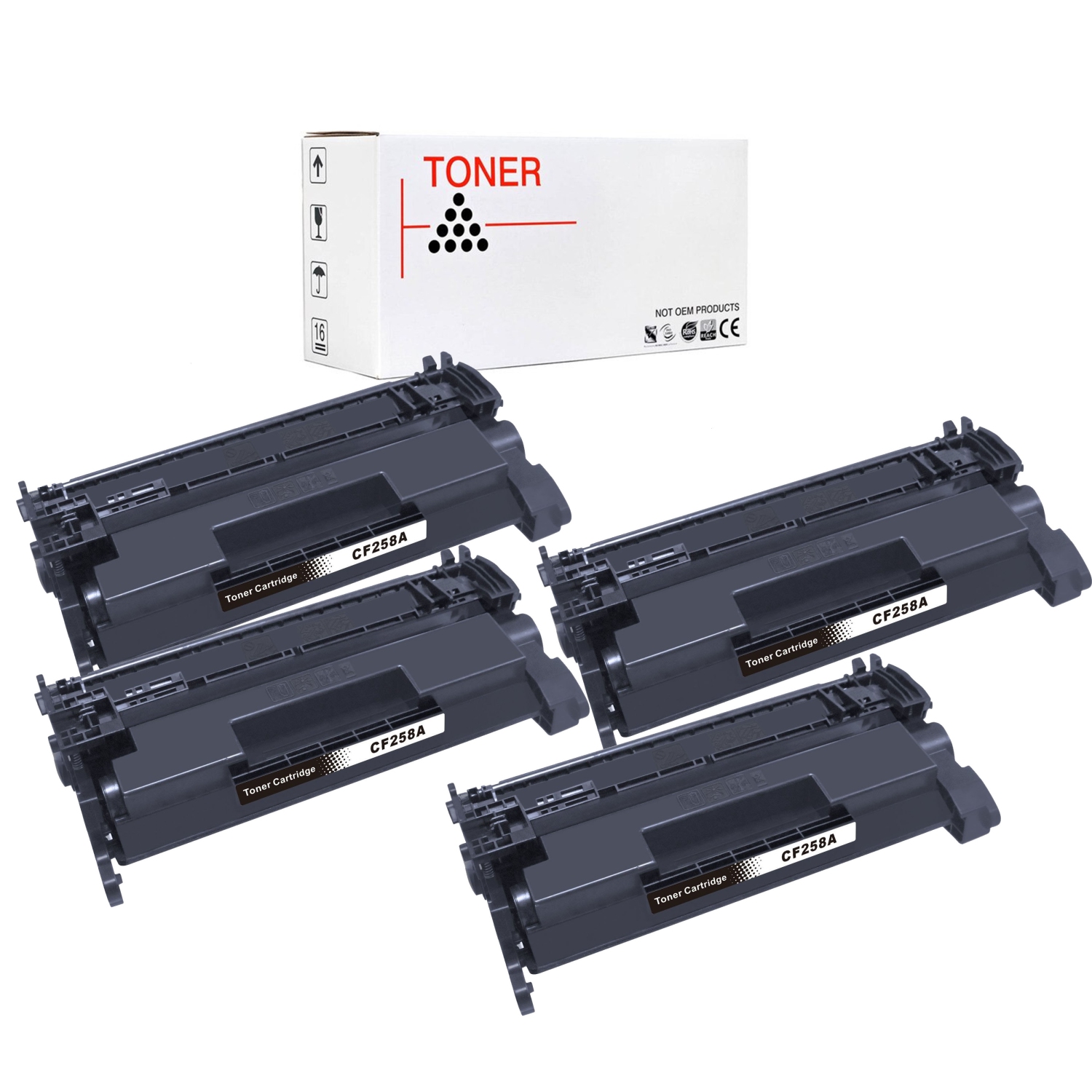 Max Saving –4 Packs With Chip Compatible HP CF258A Black Toner Cartridge, CF258, LaserJet Pro M304 M305 M404 M405 M406 M428 M430