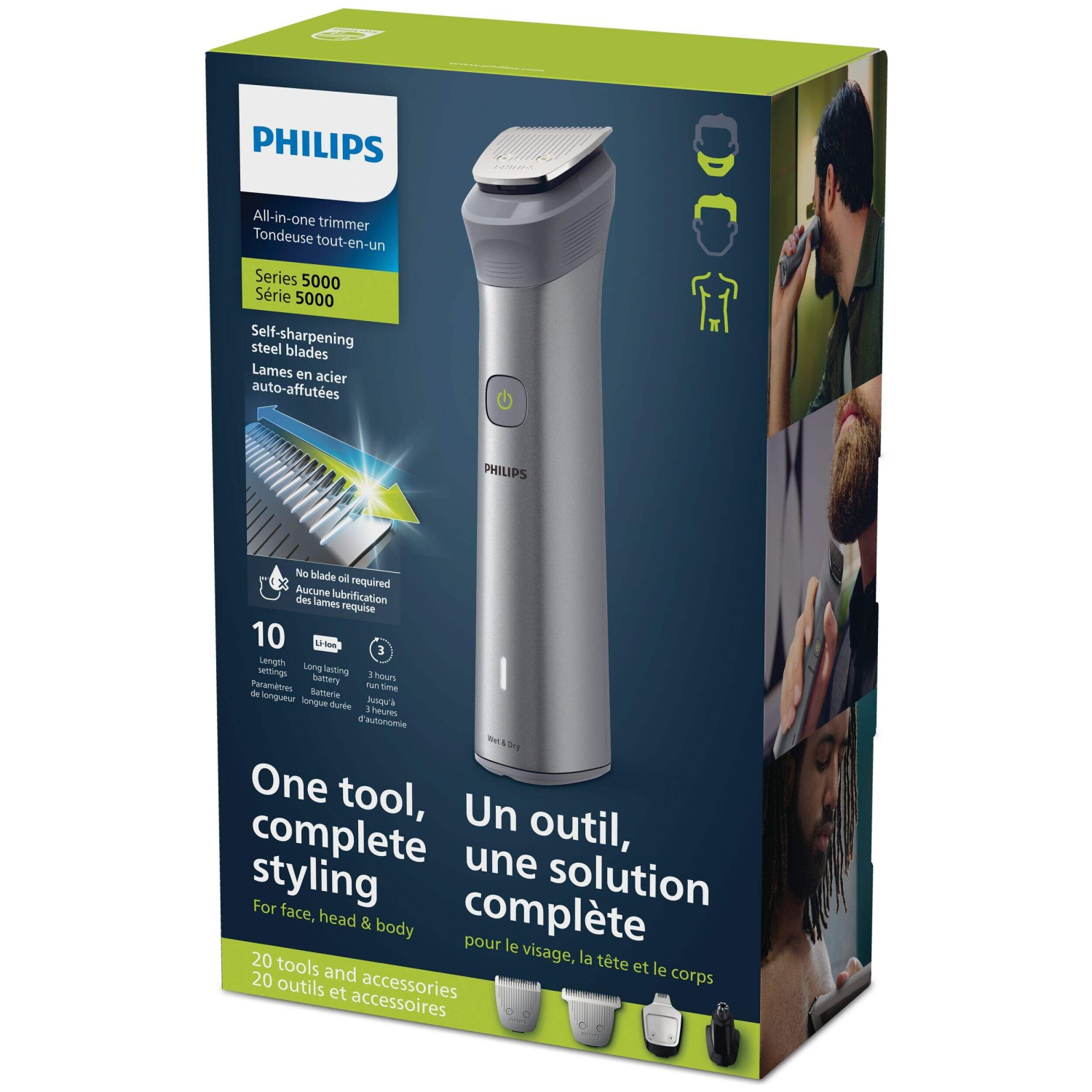 Philips Multigroom Series 5000 All-In-One Rechargeable Cordless Hair Trimmer, 19-pc