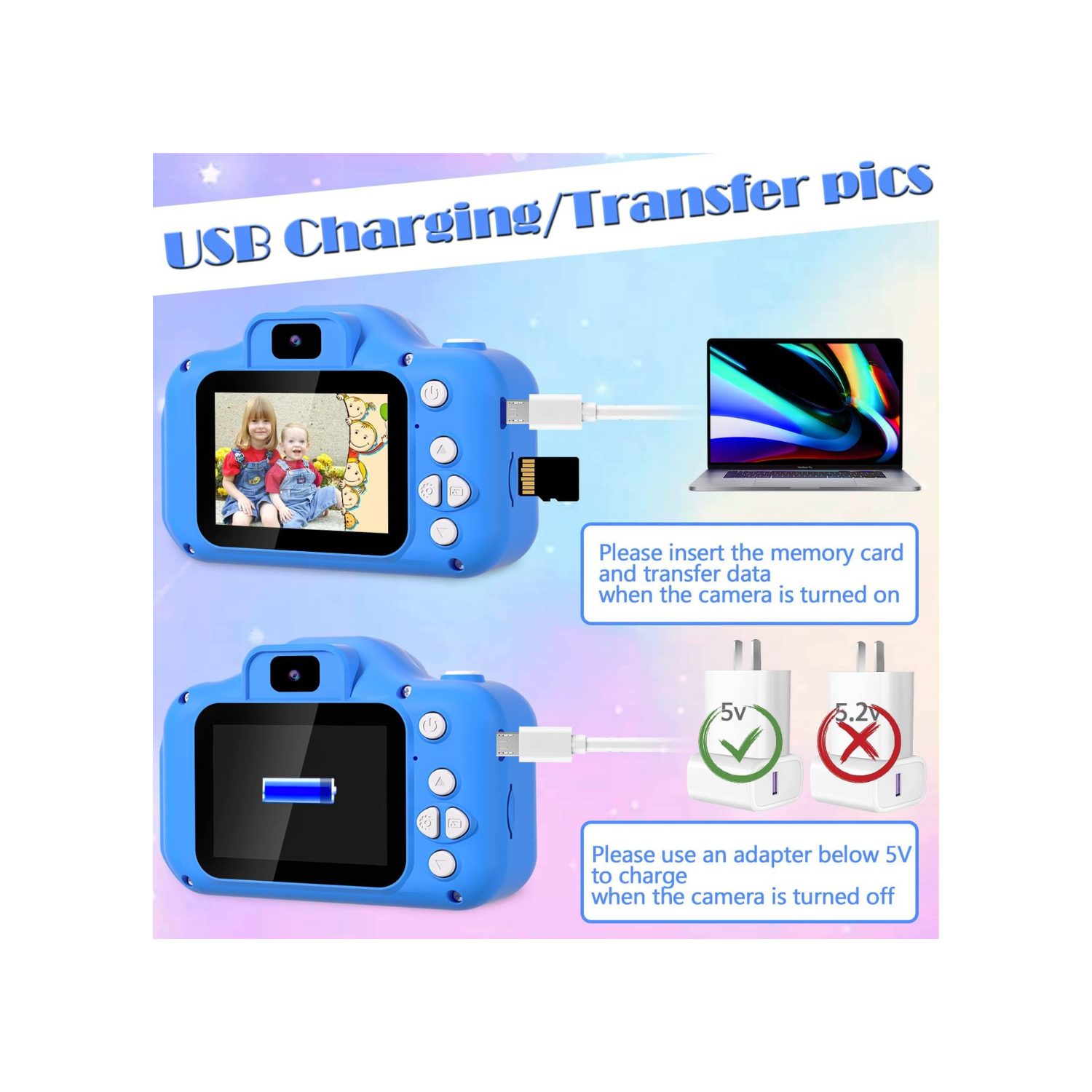 Kids Camera Toddler Camera for Girls, Christmas Birthday Gifts for Girls Age 3-6, Kids Digital Camera for 7 8 9 10 12 Year Old, Selfie Camera for