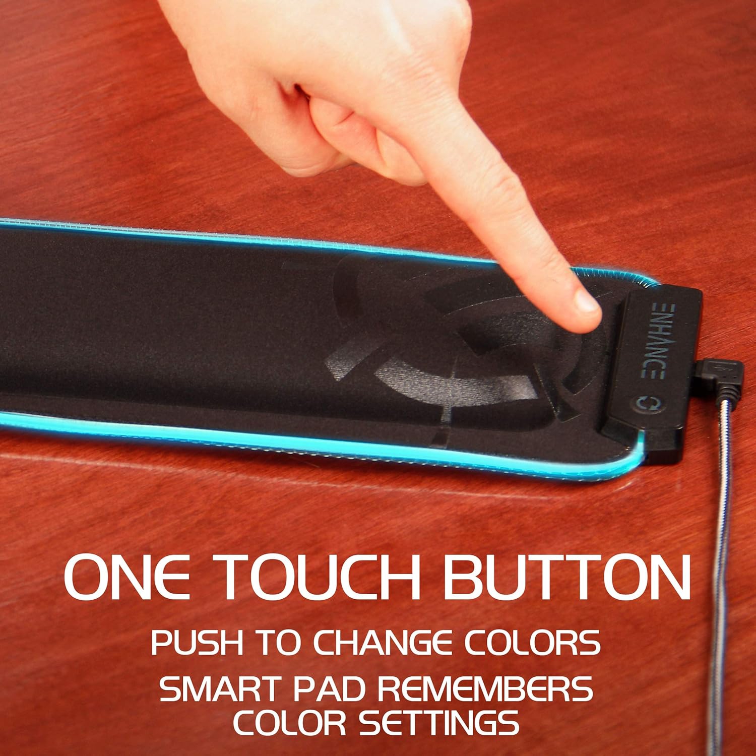 Repose-poignets LED D'AMÉLIOREZ VOTRE poignet avec soutien en mousse à mémoire souple pour claviers pleine grandeur – Repose-poignet avec 7 couleurs