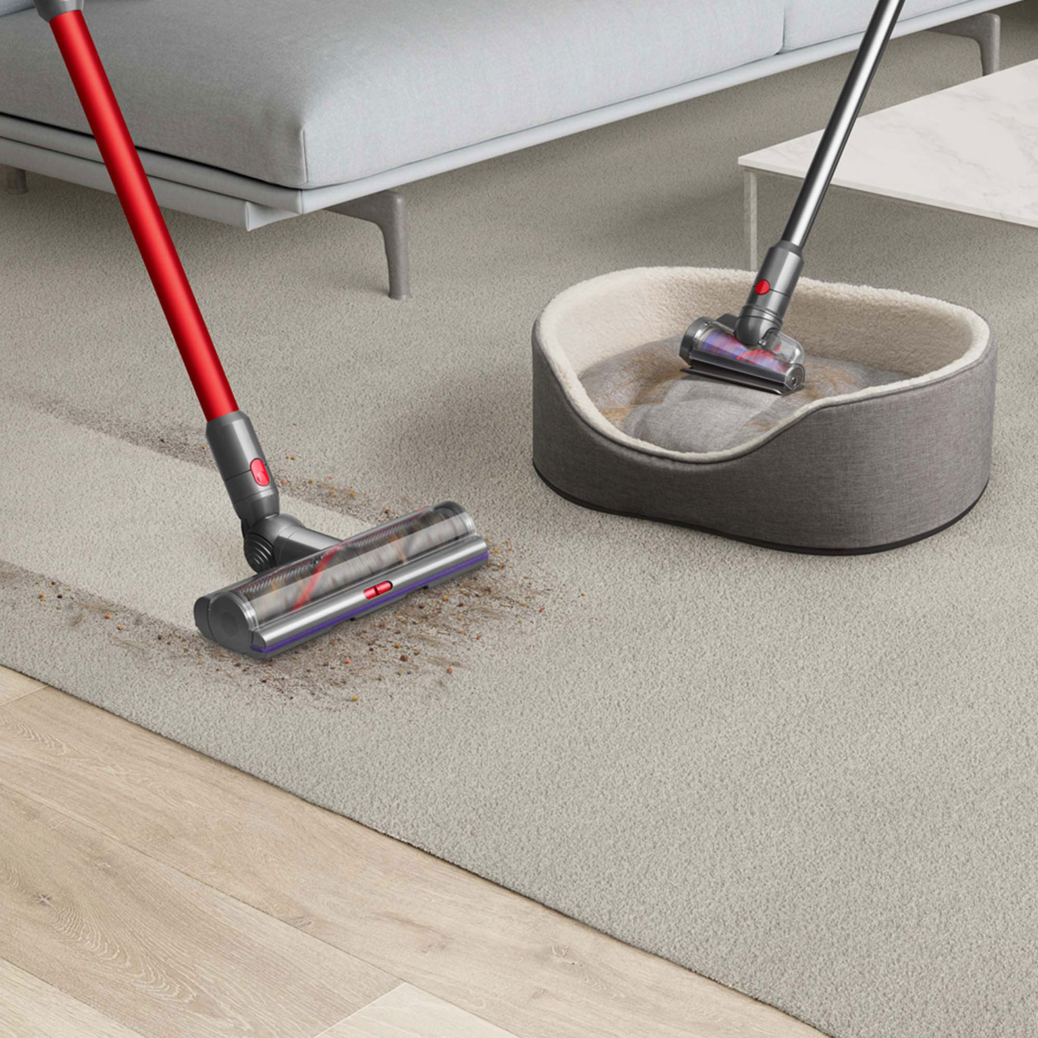 Dyson Outsize Total Clean Cordless Stick Vacuum with Extra Battery - Nickel/Red