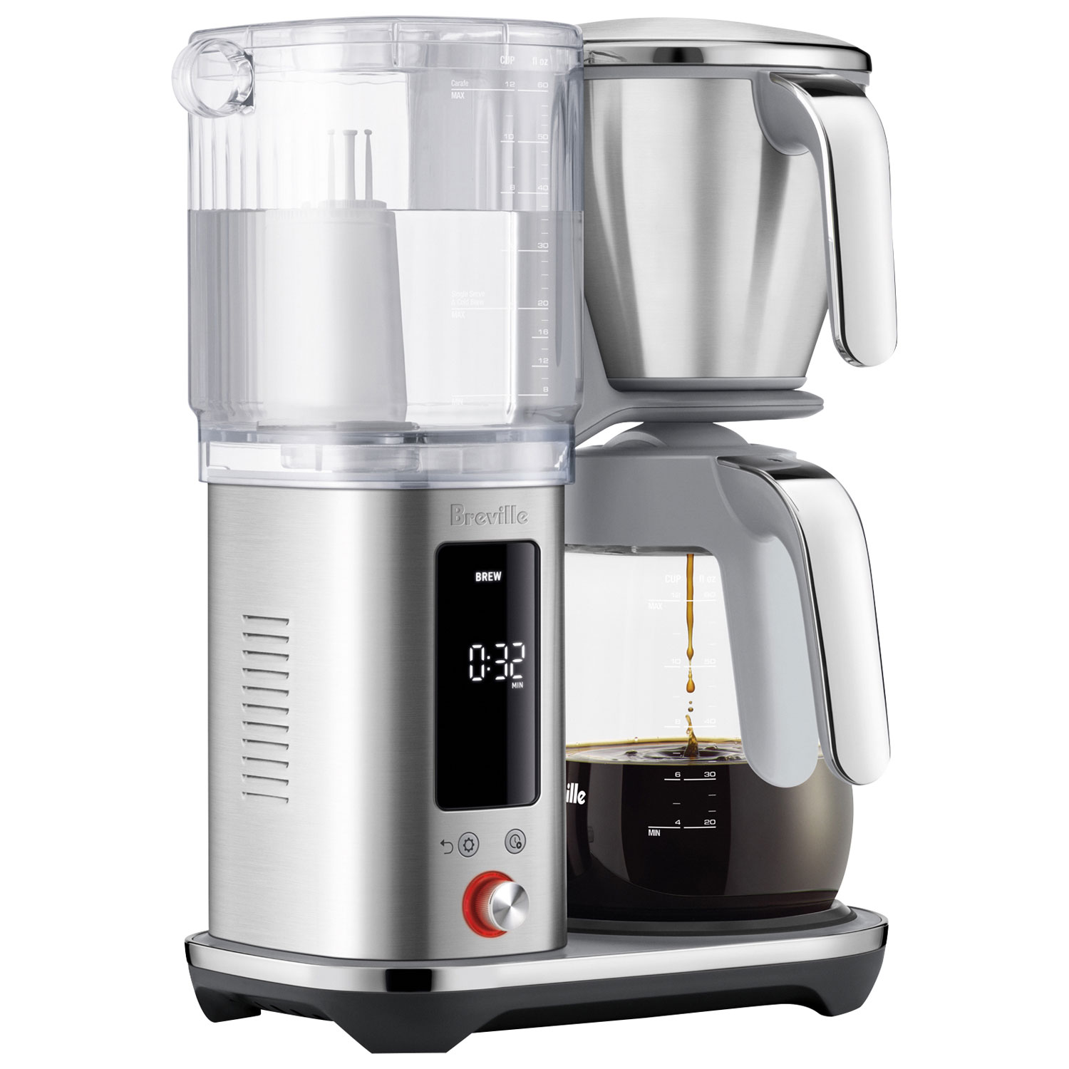 Breville Luxe Glass Drip Coffee Maker - 12-Cup - Brushed Stainless Steel