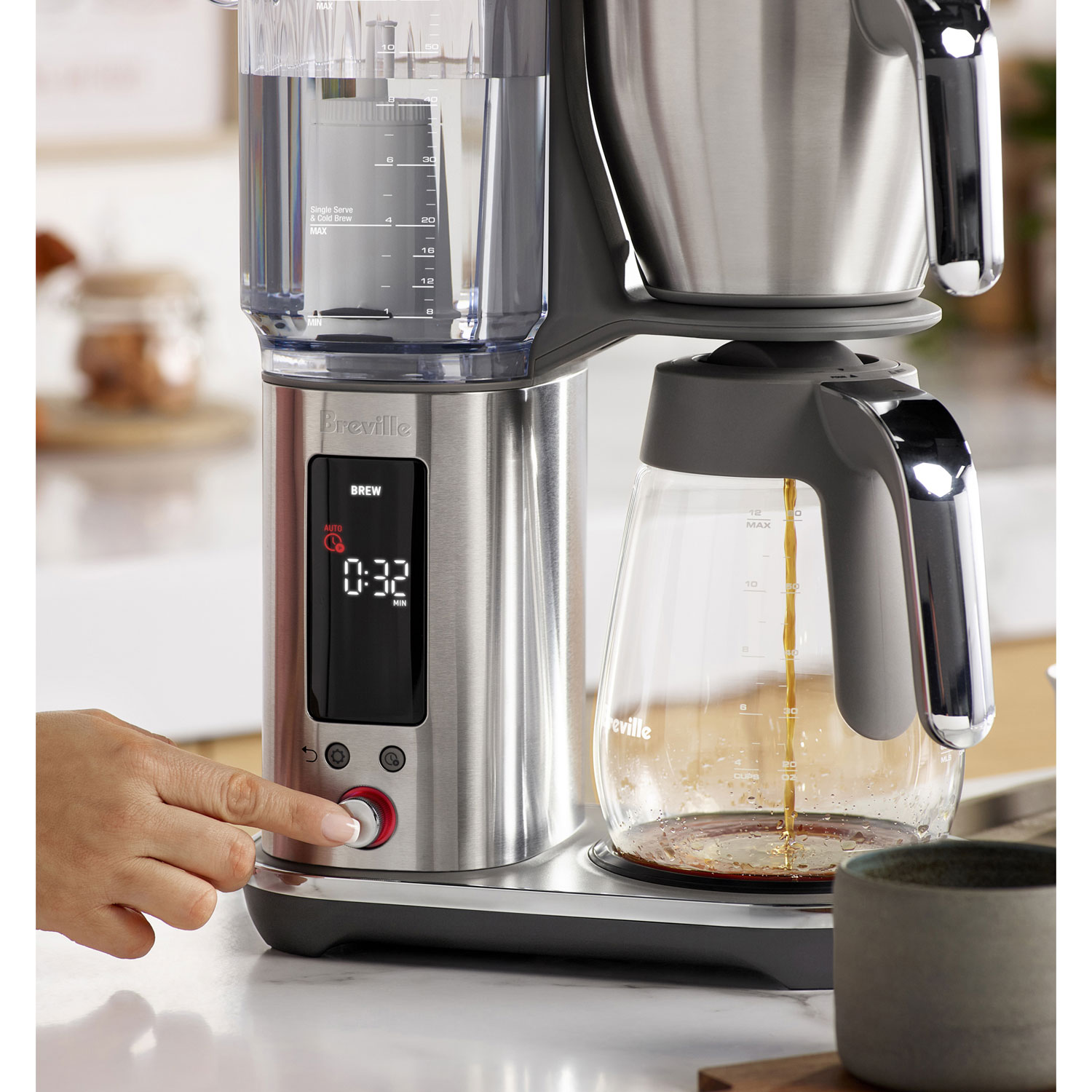 Breville Luxe Glass Drip Coffee Maker - 12-Cup - Brushed Stainless Steel
