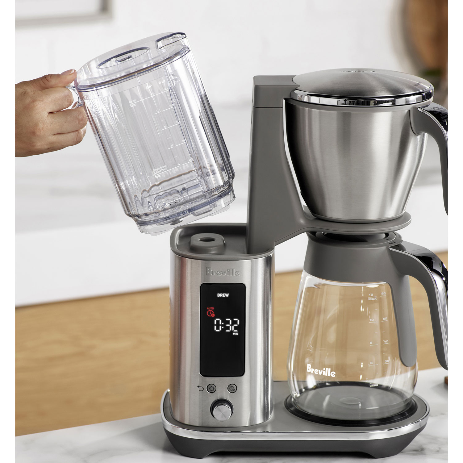 Breville Luxe Glass Drip Coffee Maker - 12-Cup - Brushed Stainless Steel