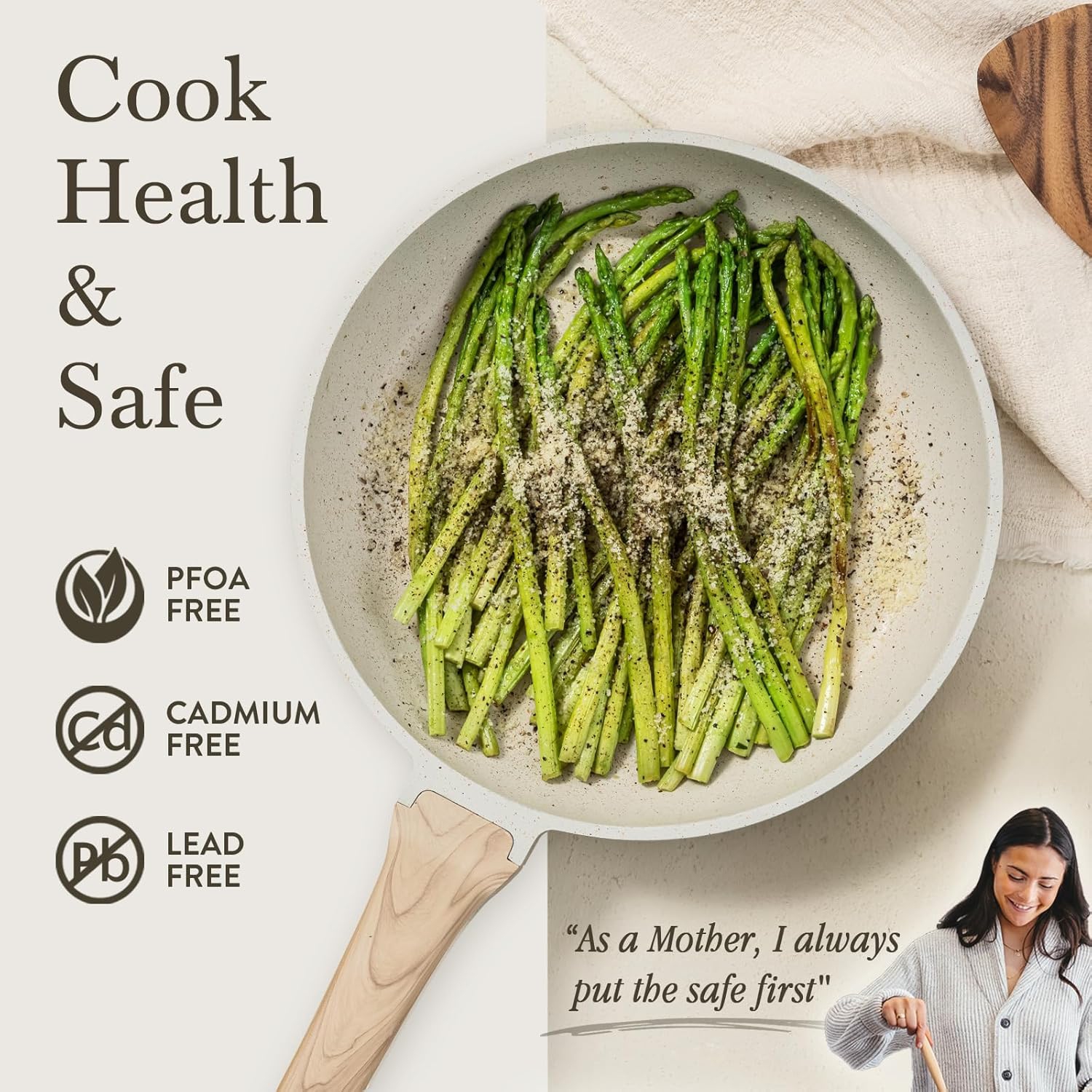 Batterie de cuisine antiadhésive en granite blanc à induction, 10 pièces de cuisson antiadhésives avec poêles à frire et casseroles de CAROTE