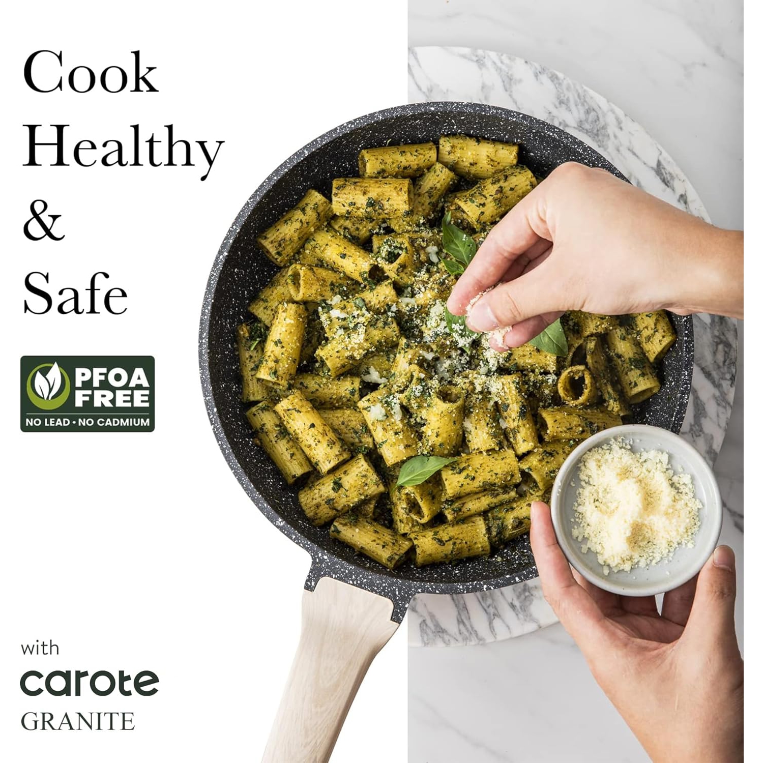 CAROTE 22Pcs Pots and Pans Set, Nonstick Cookware Sets, Granite Induction Cookware Non Stick Cooking Set w/Frying Pans & Saucepans(PFOS, PFOA Free)