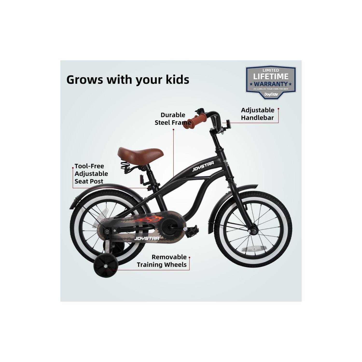 JOYSTAR 16 Inch Kids Bike with Training Wheels for Ages 4-7 Years Old Girls Boys Bike Toddler Bike Beach Cruiser Kids Bicycle Black