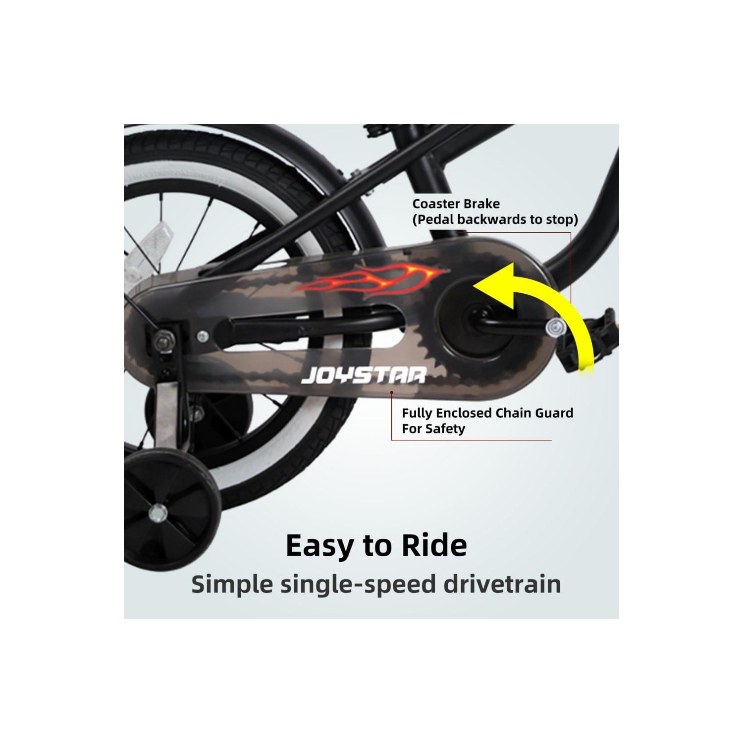 JOYSTAR 16 Inch Kids Bike with Training Wheels for Ages 4-7 Years Old Girls Boys Bike Toddler Bike Beach Cruiser Kids Bicycle Black