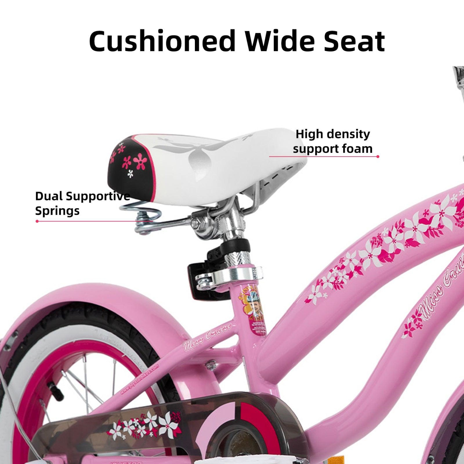Vélo JOYSTAR pour filles de 16&nbsp;po avec roues d'entraînement pour enfants de 4-7 ans Jeunes filles Vélo de plage Cruiser pour enfants Vélo rose