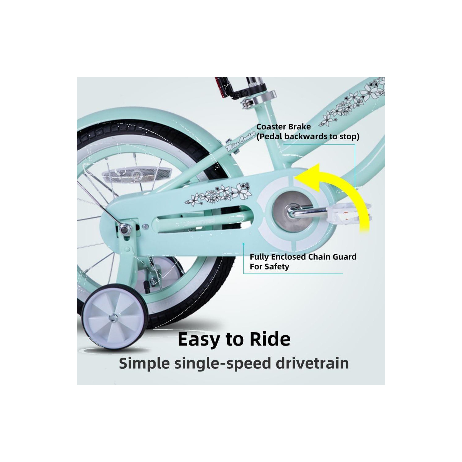 JOYSTAR 16 Inch Kids Bike with Training Wheels for Ages 4-7 Years Old Girls Bike Toddler Bike Beach Cruiser Kids Bicycle Green