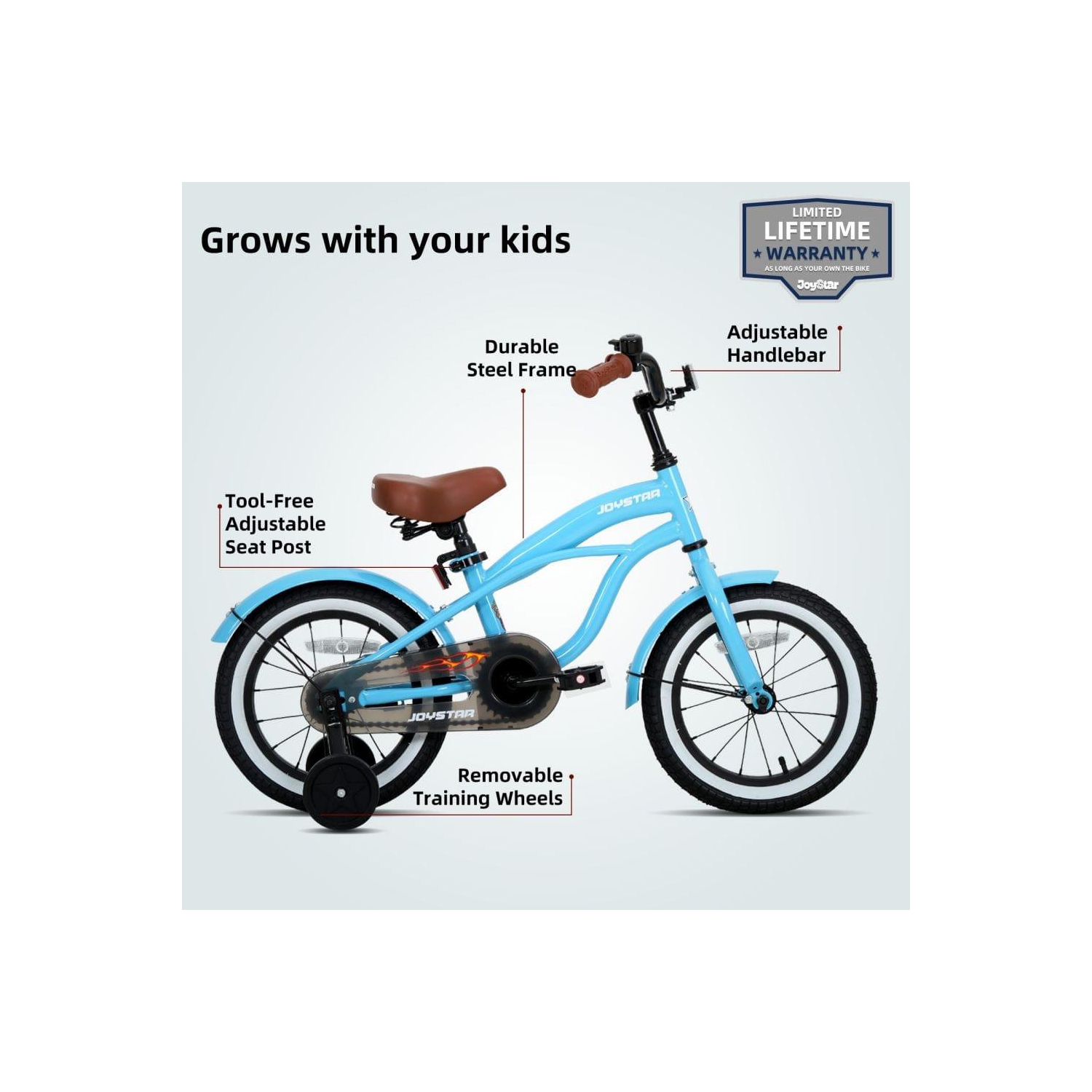Vélo JOYSTAR pour enfants de 16 po avec roues d'entraînement pour enfants âgés de 4-7 à 7 ans Jeunes filles Vélo de plage Cruiser pour enfants