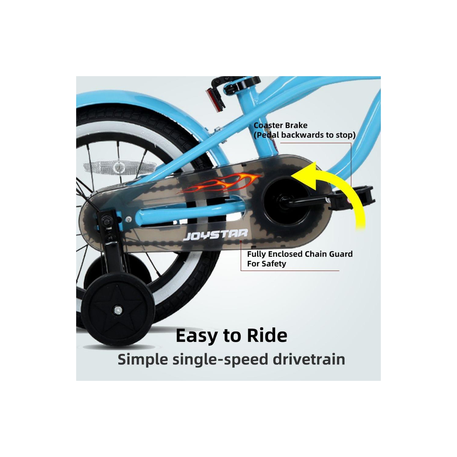 Vélo JOYSTAR pour enfants de 16 po avec roues d'entraînement pour enfants âgés de 4-7 à 7 ans Jeunes filles Vélo de plage Cruiser pour enfants