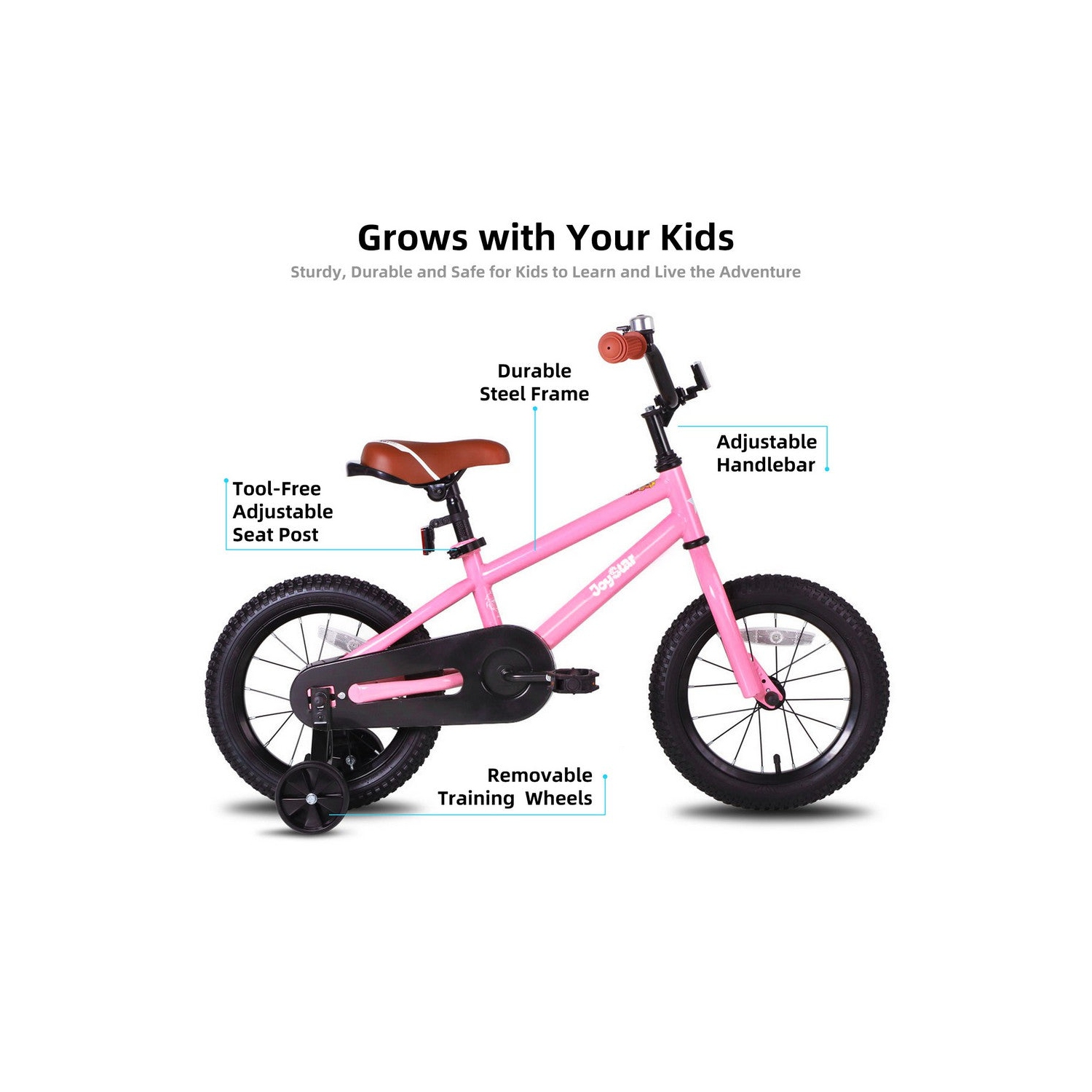 JOYSTAR TOTEM 16 Inch Toddler Bike for 4-7 Year Kids, Girls’ Present Bicycle with Training Wheels, BMX Style, 85% Assembled, Pink