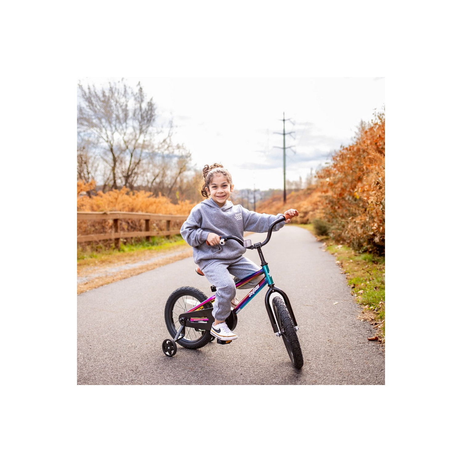 JOYSTAR TOTEM 16 Inch Toddler Bike for 4-7 Year Kids, Girls’ Present Bicycle with Training Wheels, BMX Style, 85% Assembled, Oil Slick