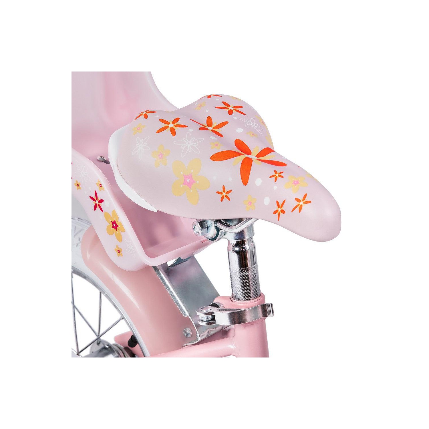 JOYSTAR Unicorn 16 Inch Girls Bike for Ages 4-6 Years | Princess-Themed Kids Bike with Training Wheels, Doll Seat, Basket & Streamers | Pink