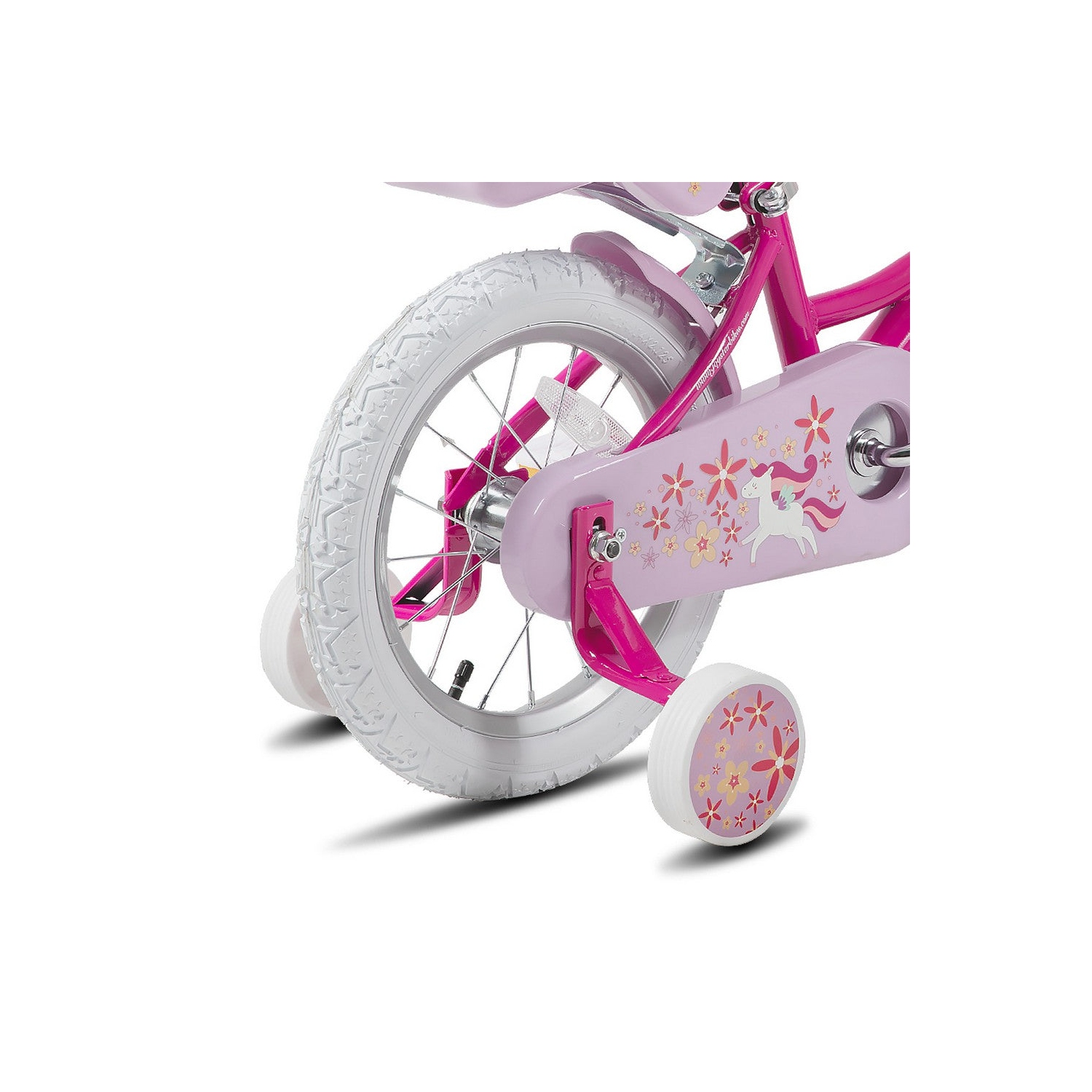 JOYSTAR Unicorn 12 Inch Girls Bike for Ages 2-4 Years | Princess-Themed Toddler Bike with Training Wheels, Doll Seat, Basket & Streamers | Fuchsia