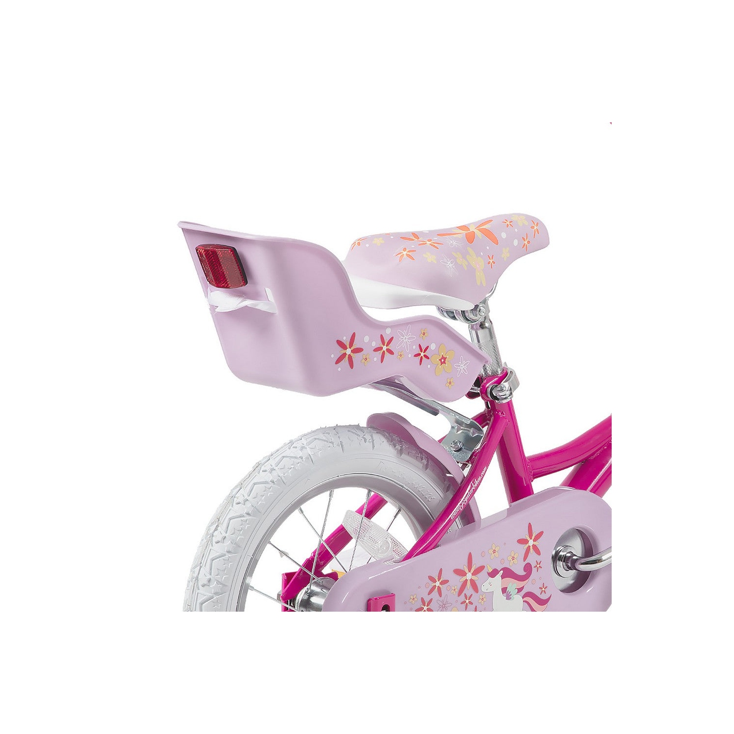 JOYSTAR Unicorn 16 Inch Girls Bike for Ages 4-6 Years | Princess-Themed Kids Bike with Training Wheels, Doll Seat, Basket & Streamers | Fuchsia