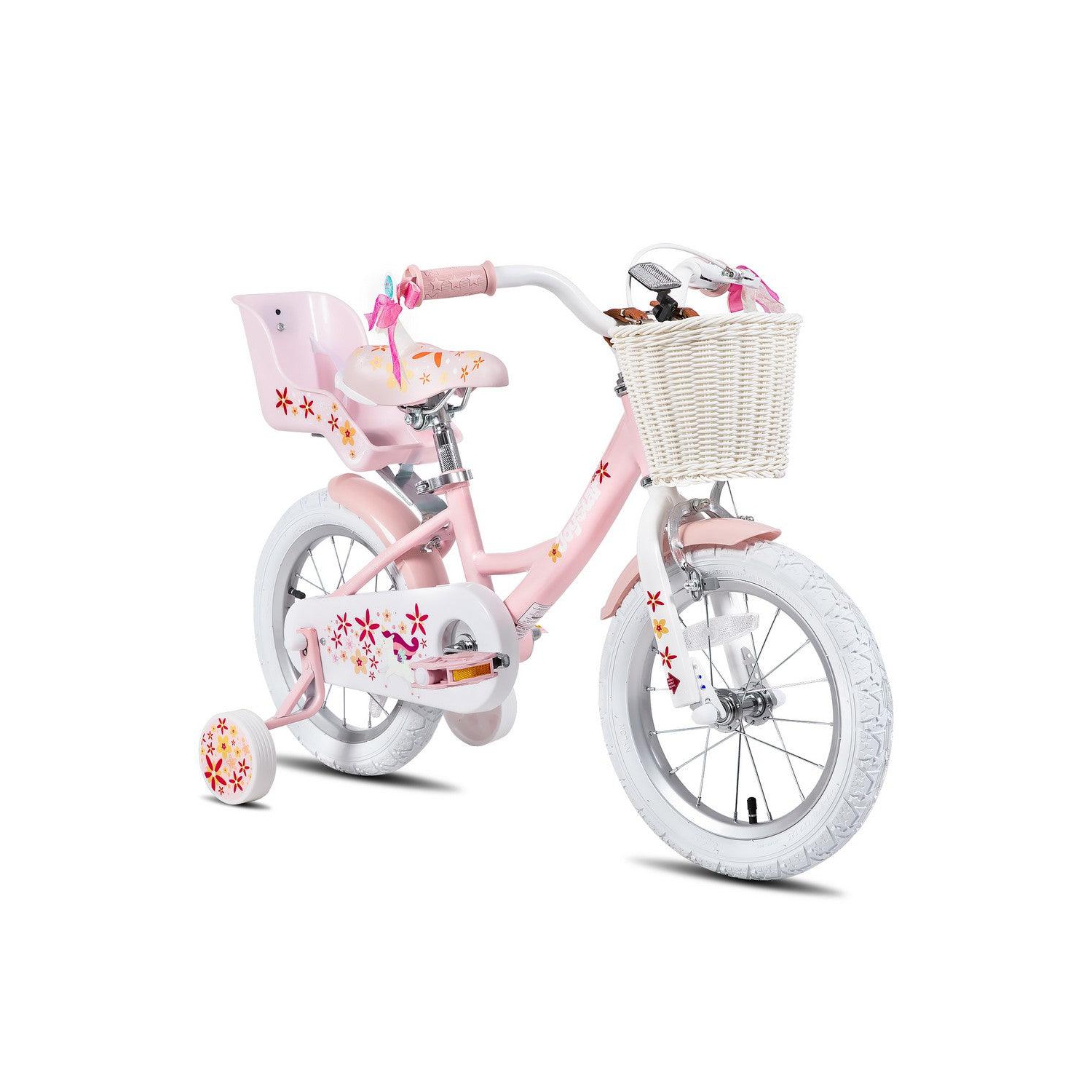 Vélo pour filles JOYSTAR Unicorn de 14&nbsp;po pour les enfants de 3-5 à 7 ans | Vélo à thème des princesses avec roues d'entraînement, siège de