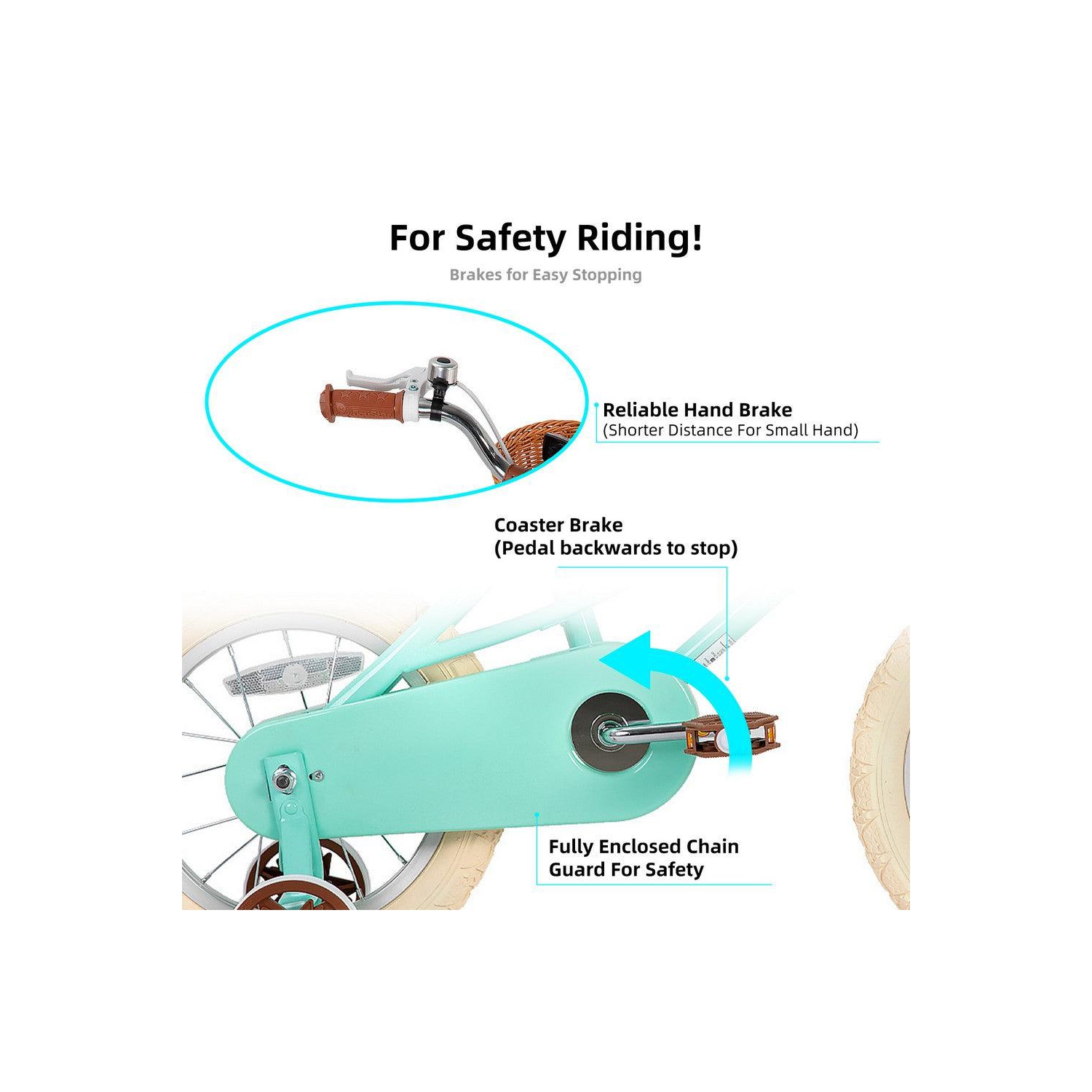 JOYSTAR Fantasy 14&nbsp;po pour enfants 3-5, comprend des roues d'entraînement, un panier, un fini vert élégant