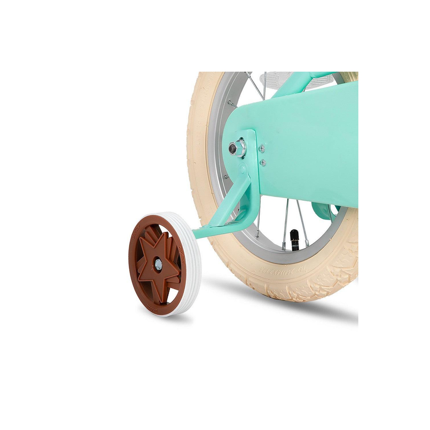 JOYSTAR Fantasy 14&nbsp;po pour enfants 3-5, comprend des roues d'entraînement, un panier, un fini vert élégant