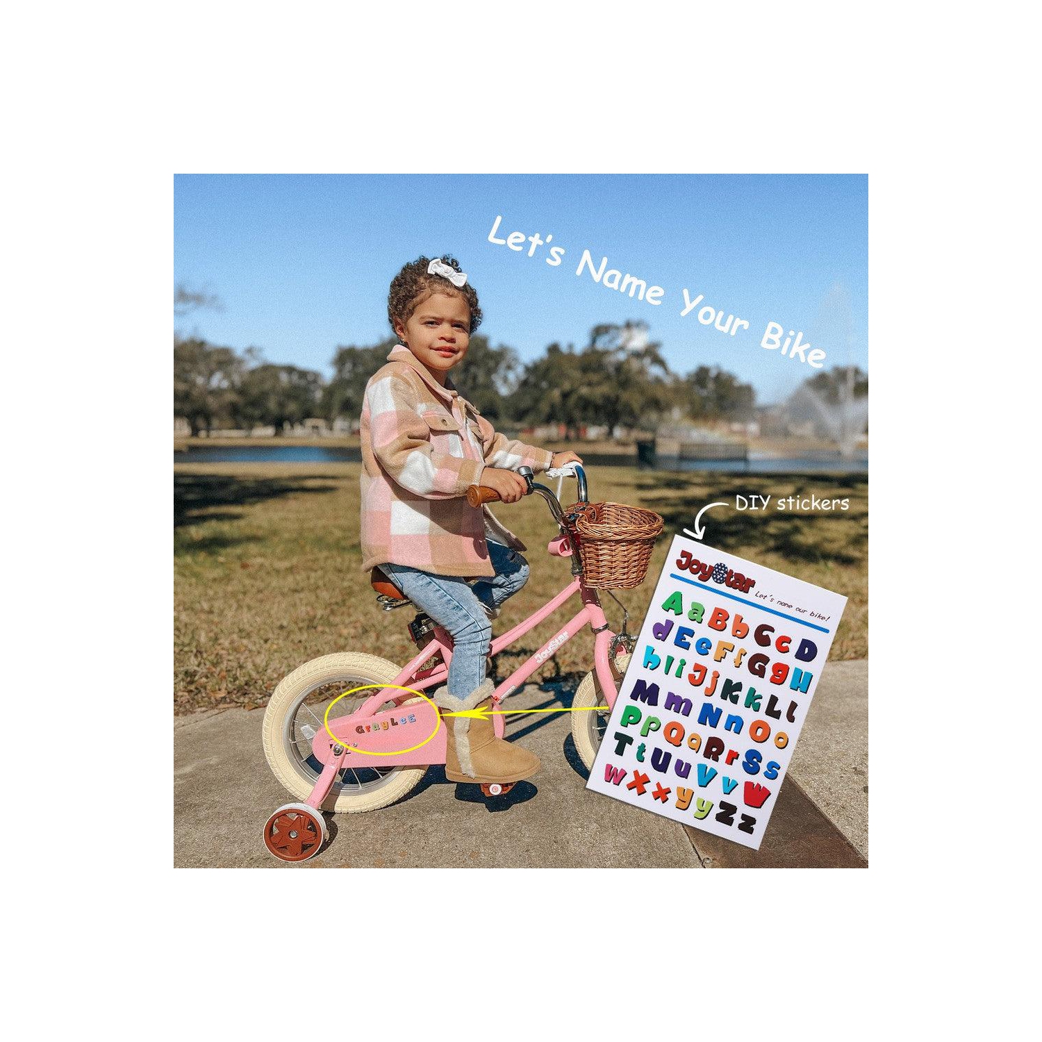 JOYSTAR Fantasy 14 Inch Kids’ Bicycle for 3-5 Year Toddlers, Features Training Wheels, Basket, Charming Pink Shade