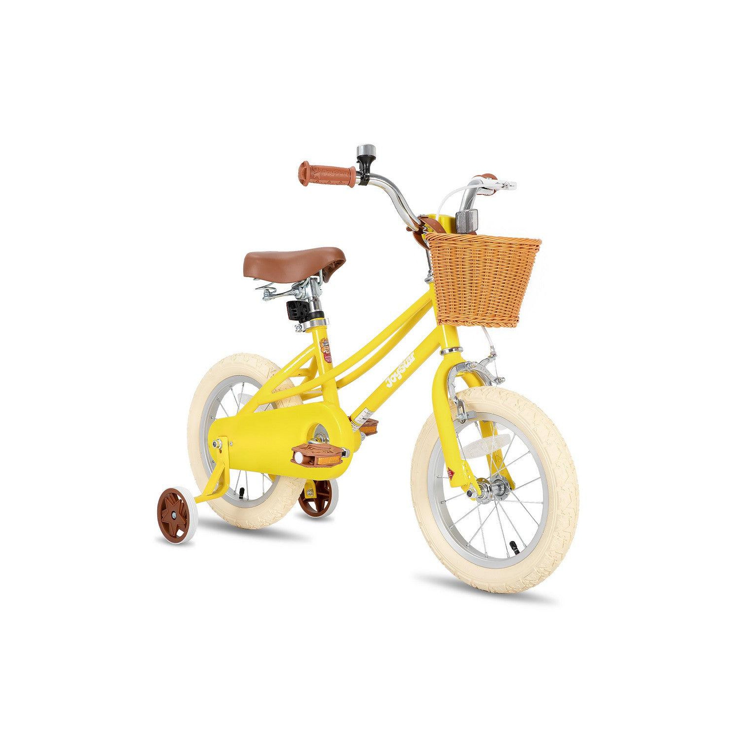 JOYSTAR Fantasy 14 Inch Kids’ Bike for 3-5 Year Toddlers, Offers Training Wheels, Basket, Cheerful Yellow Hue