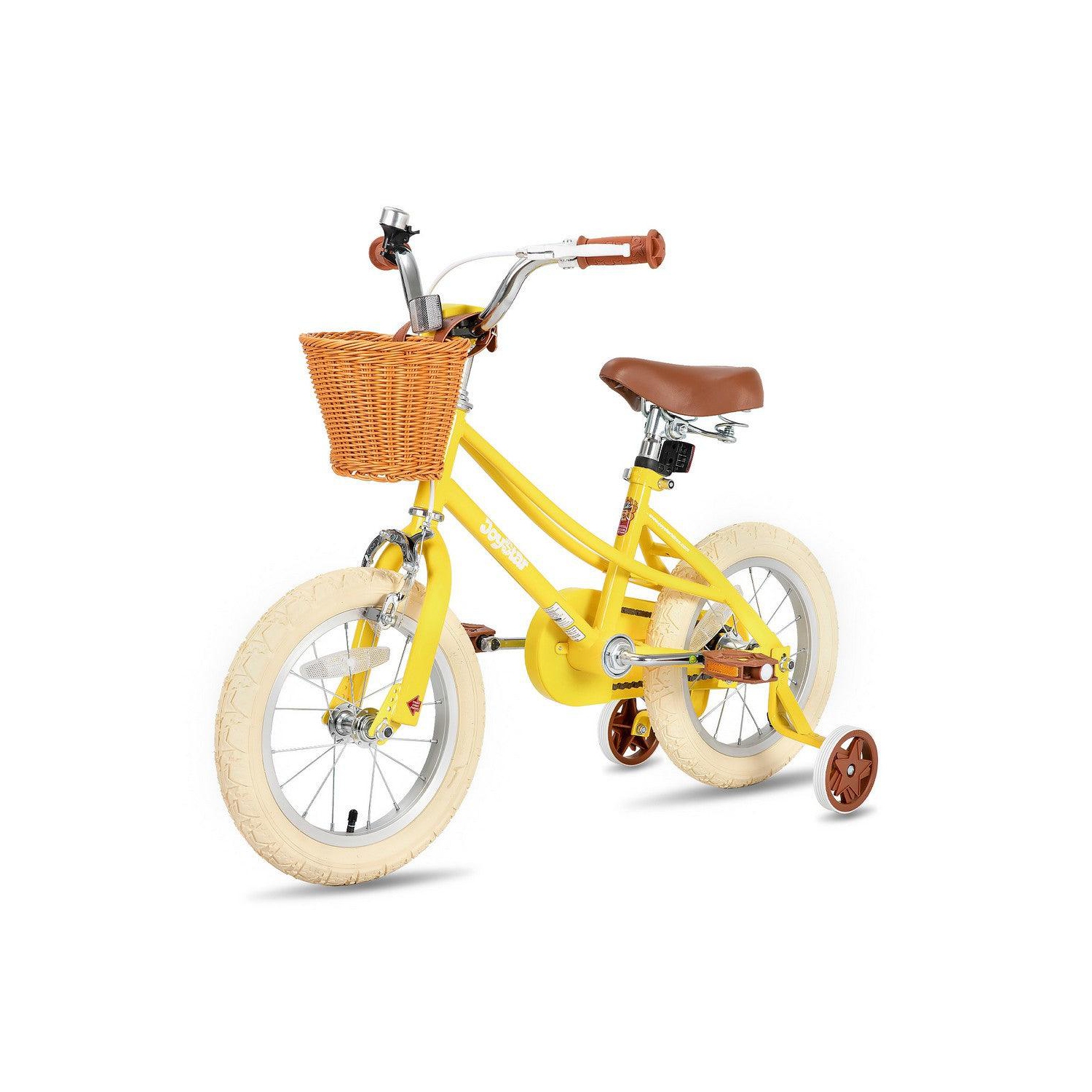 JOYSTAR Fantasy 14 Inch Kids’ Bike for 3-5 Year Toddlers, Offers Training Wheels, Basket, Cheerful Yellow Hue