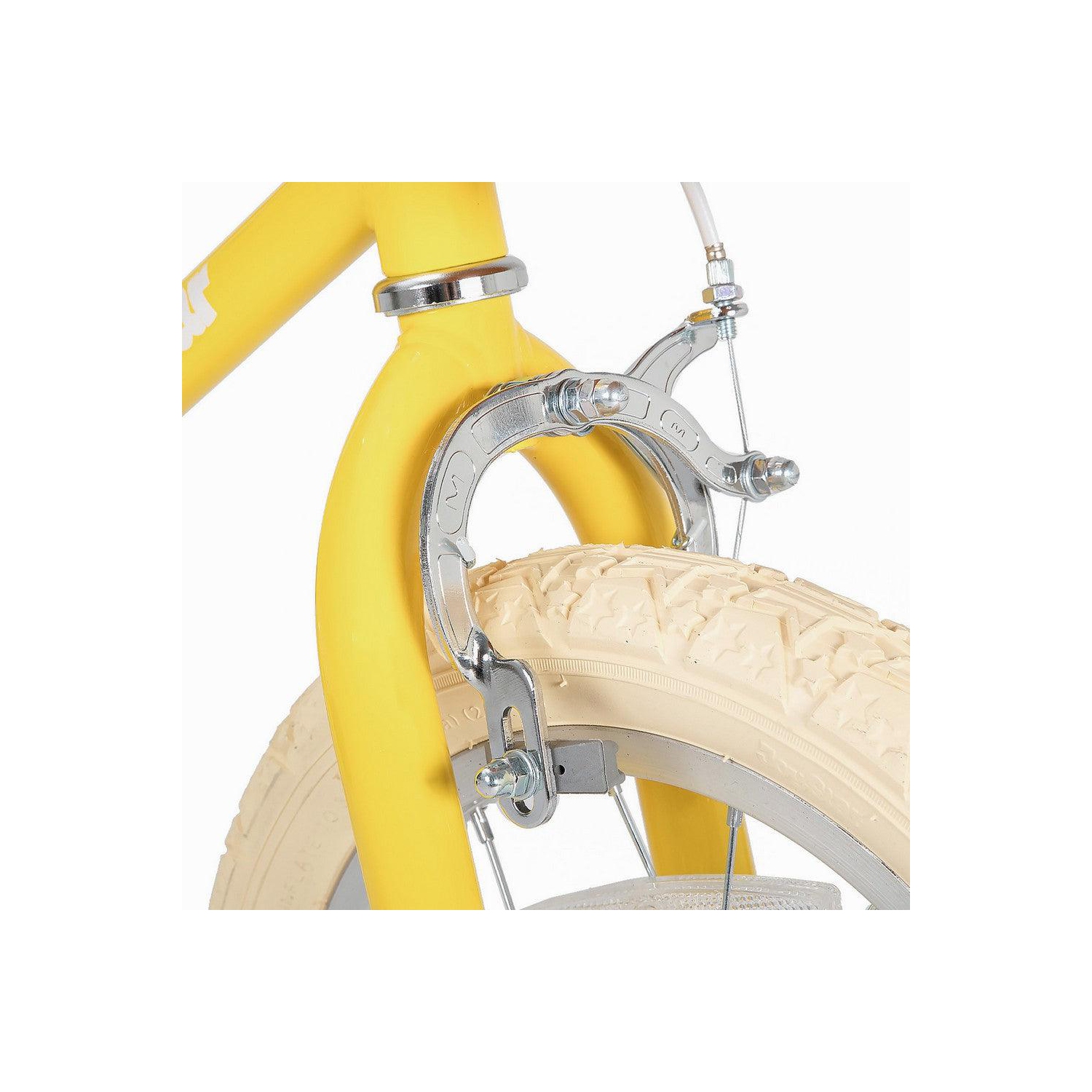 JOYSTAR Fantasy 14 Inch Kids’ Bike for 3-5 Year Toddlers, Offers Training Wheels, Basket, Cheerful Yellow Hue