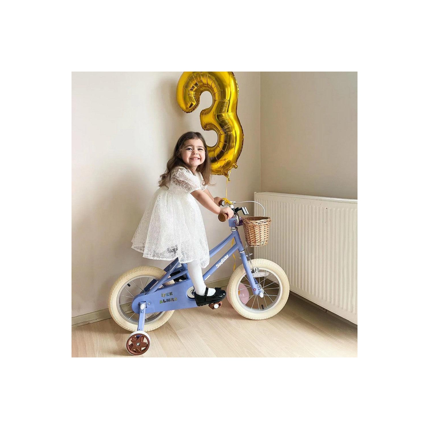 JOYSTAR Fantasy 12 Inch Toddler Bike for 3-4 Year Girls, Comes with Training Wheels, Basket, Rich Purple Look